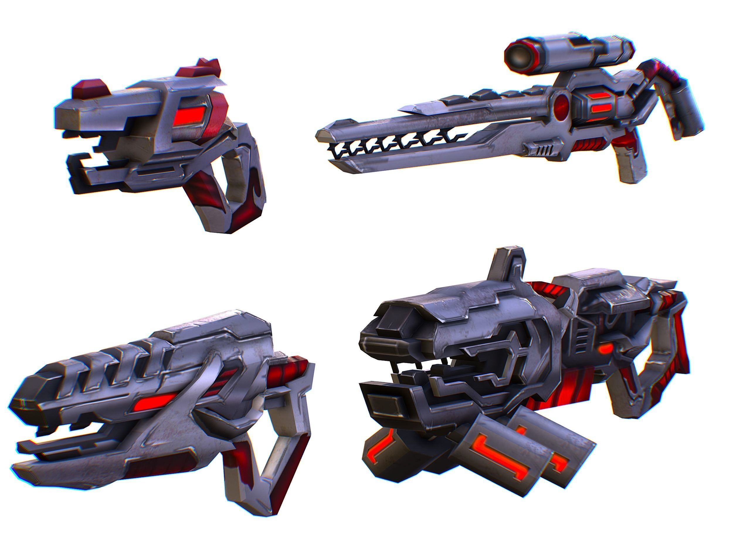 Weapons Set 4 Gun Pistol Assault rifle Sniper rifle machine gun 3D Model Collection_16