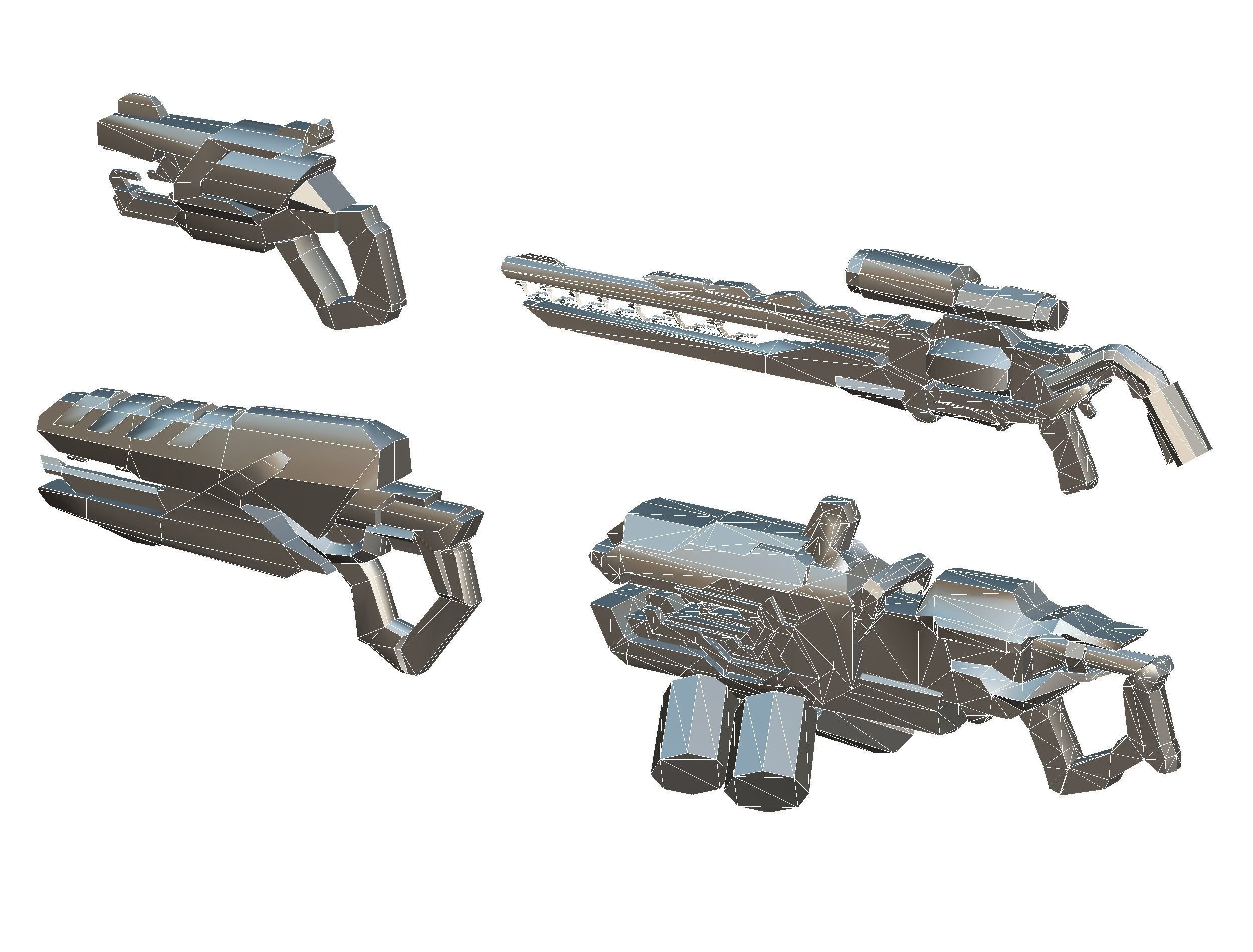 Weapons Set 4 Gun Pistol Assault rifle Sniper rifle machine gun 3D Model Collection_34