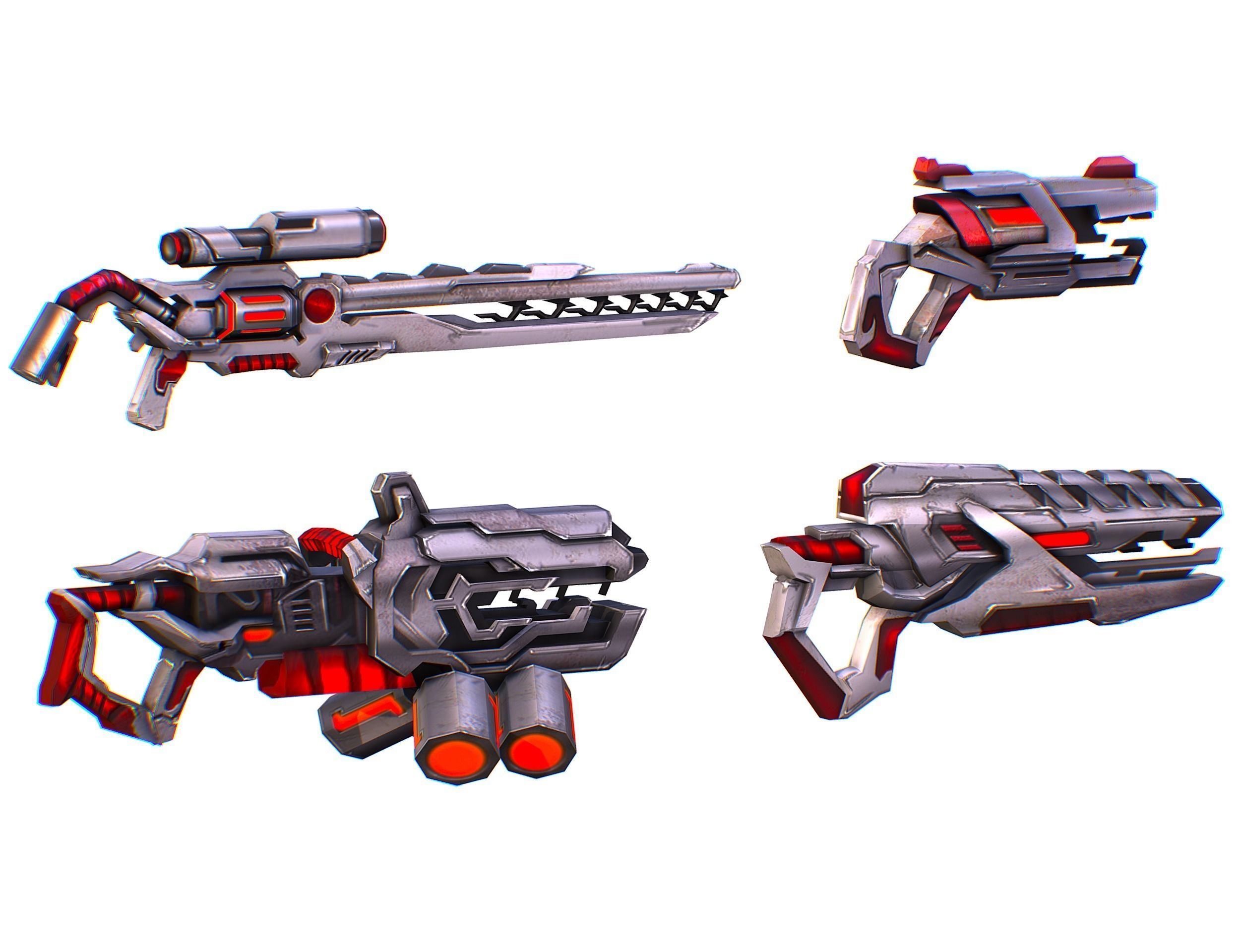 Weapons Set 4 Gun Pistol Assault rifle Sniper rifle machine gun 3D Model Collection_4