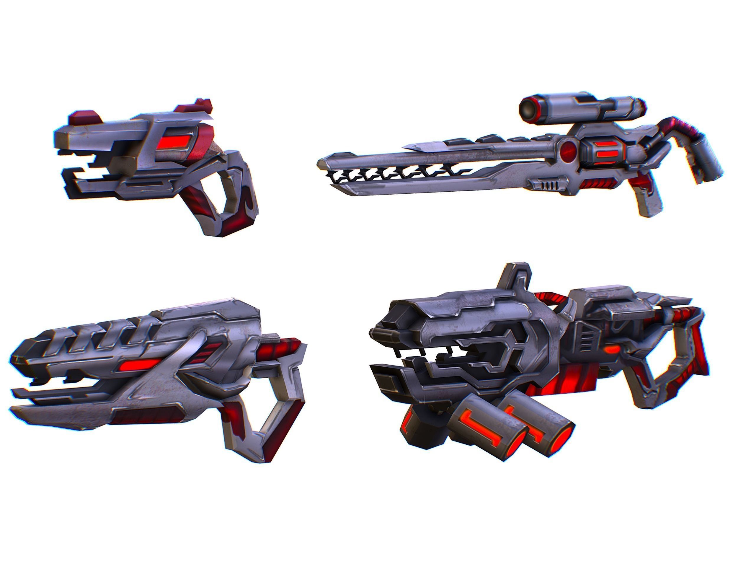 Weapons Set 4 Gun Pistol Assault rifle Sniper rifle machine gun 3D Model Collection_15