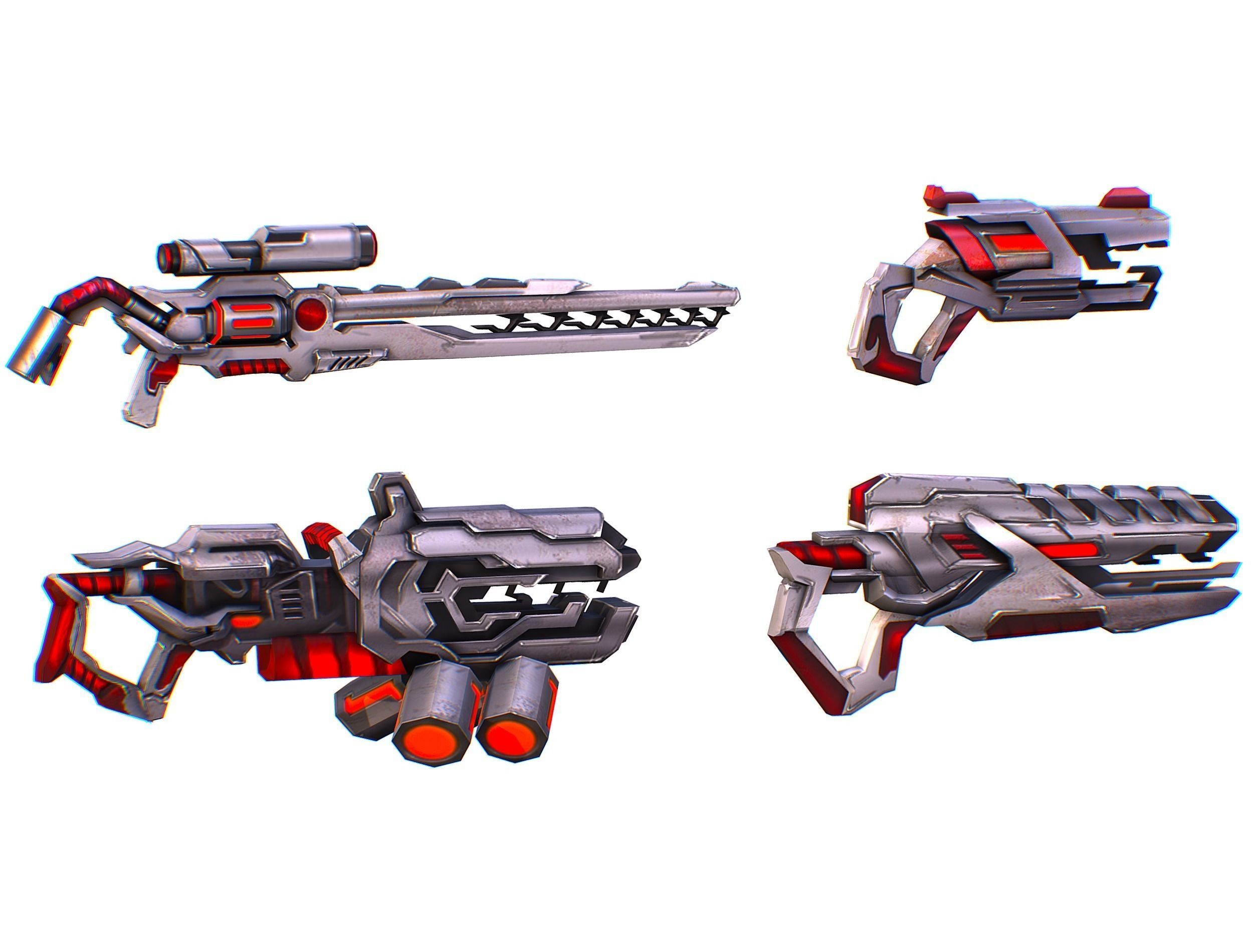 Weapons Set 4 Gun Pistol Assault rifle Sniper rifle machine gun 3D Model Collection_28