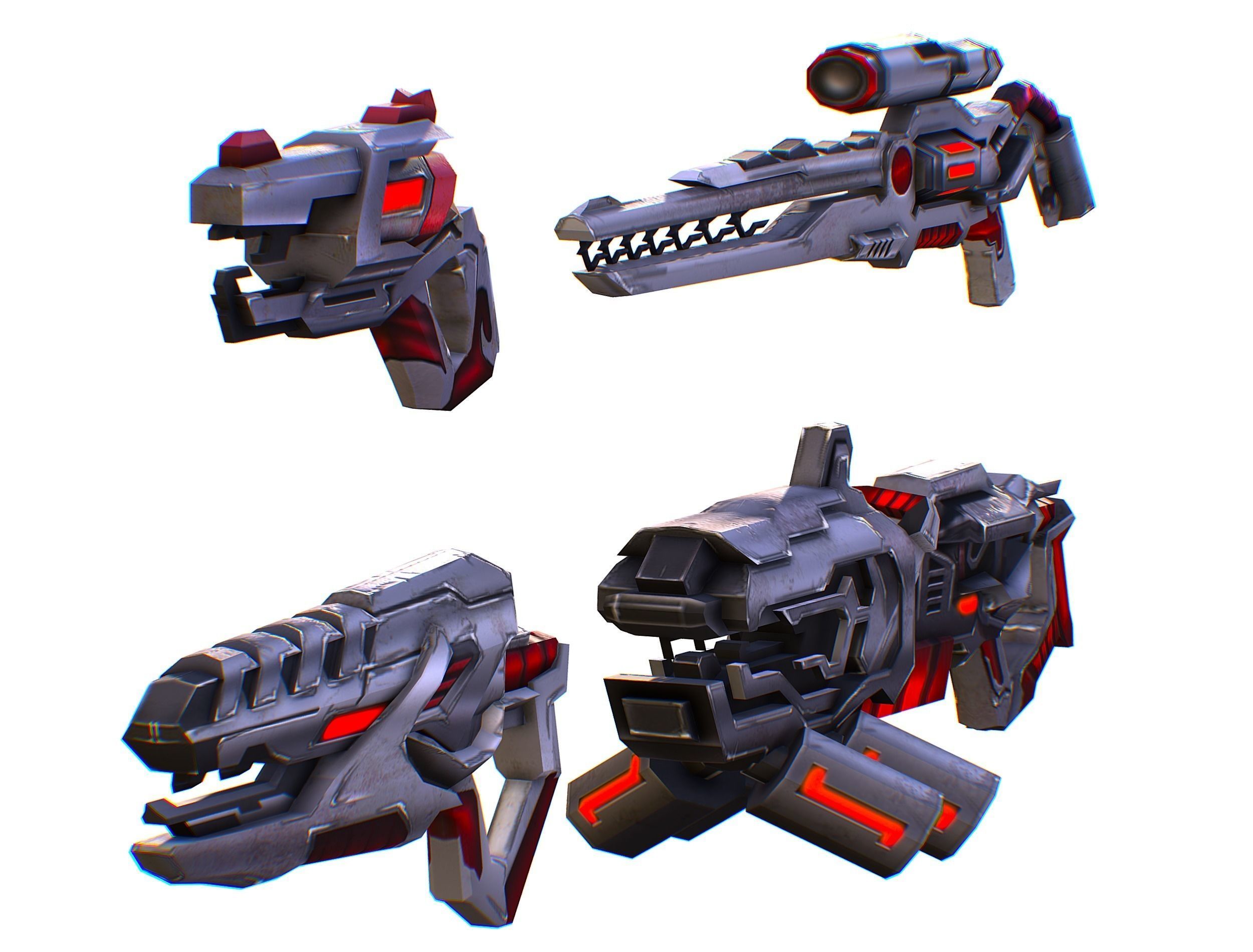 Weapons Set 4 Gun Pistol Assault rifle Sniper rifle machine gun 3D Model Collection_17