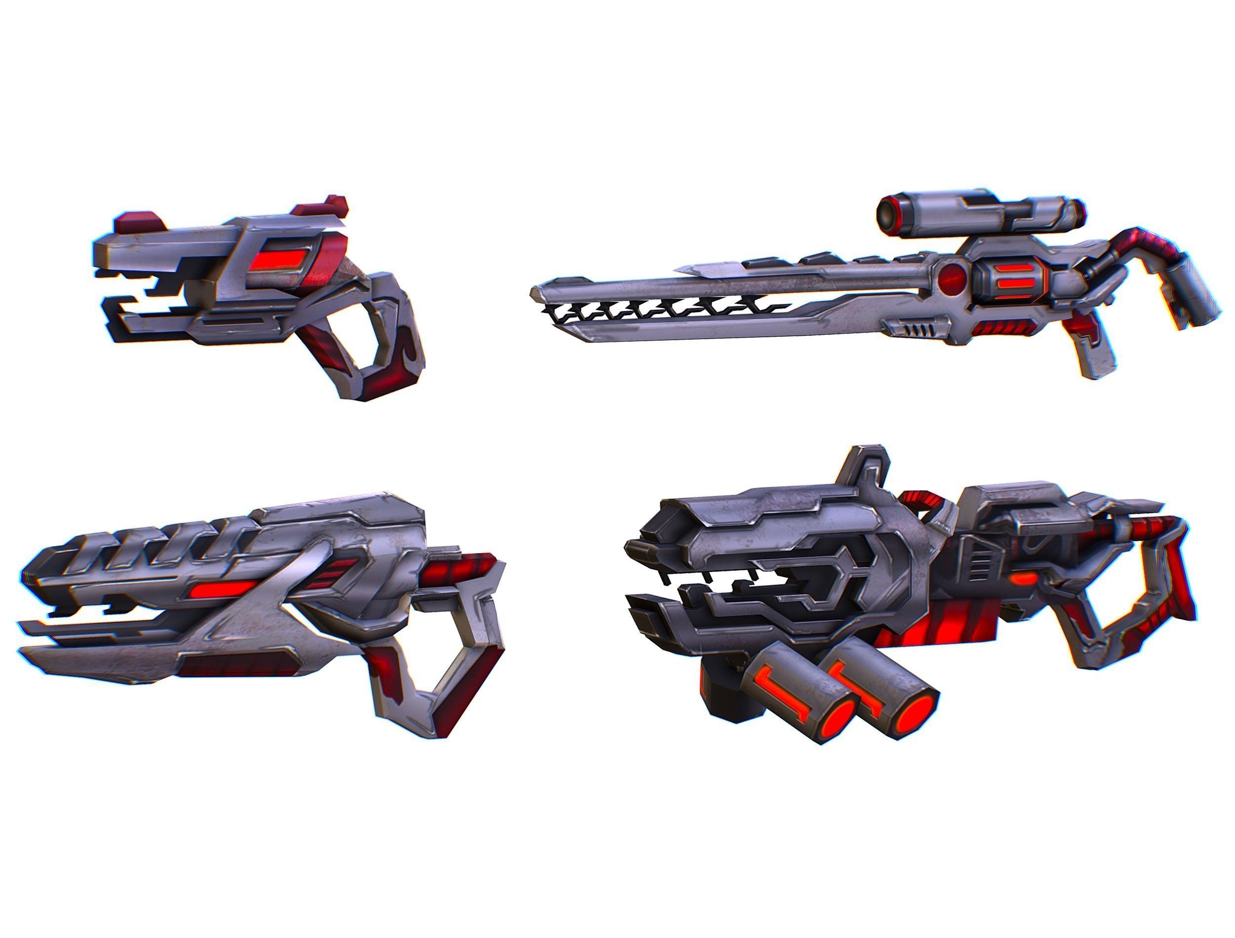 Weapons Set 4 Gun Pistol Assault rifle Sniper rifle machine gun 3D Model Collection_14