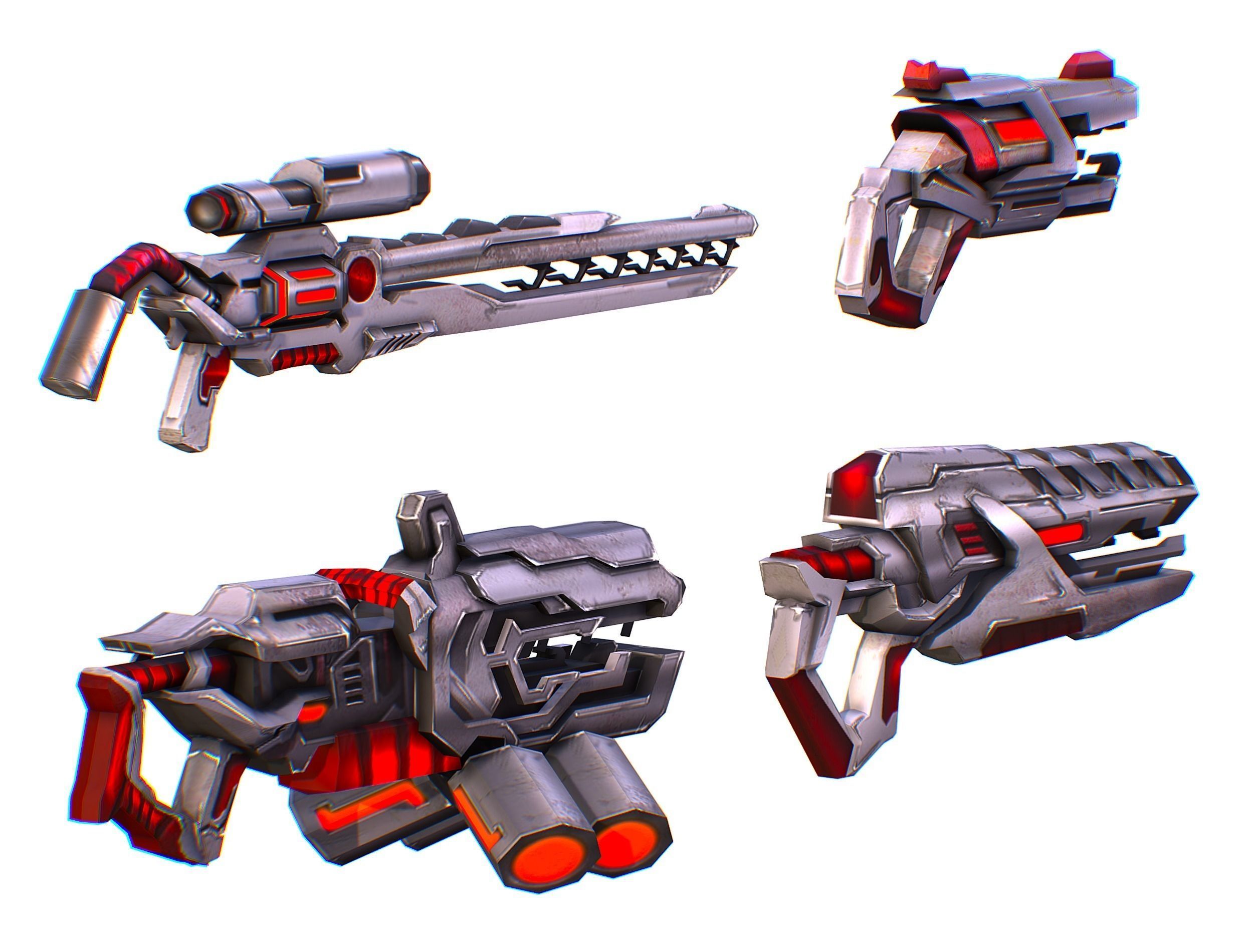 Weapons Set 4 Gun Pistol Assault rifle Sniper rifle machine gun 3D Model Collection_6