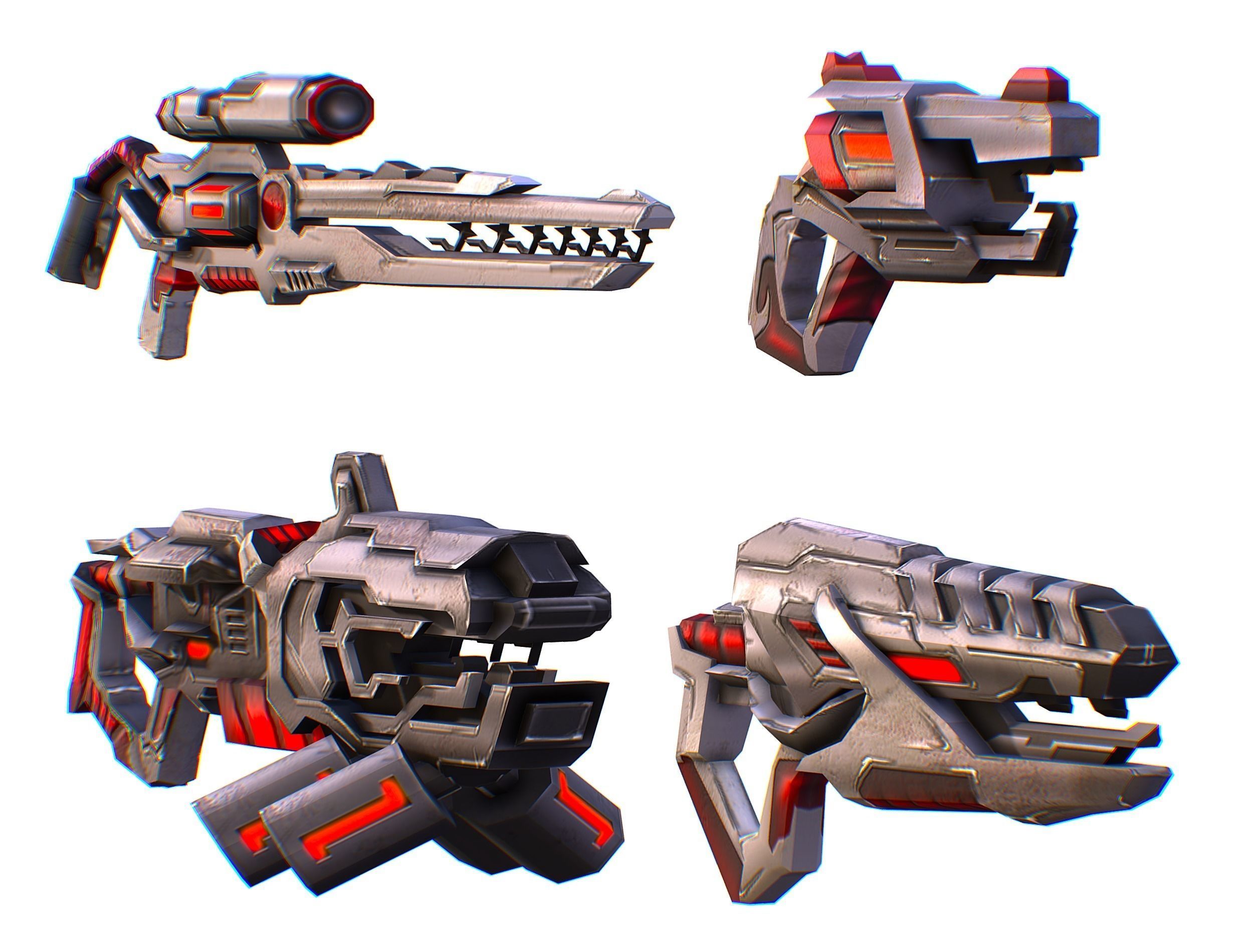 Weapons Set 4 Gun Pistol Assault rifle Sniper rifle machine gun 3D Model Collection_19