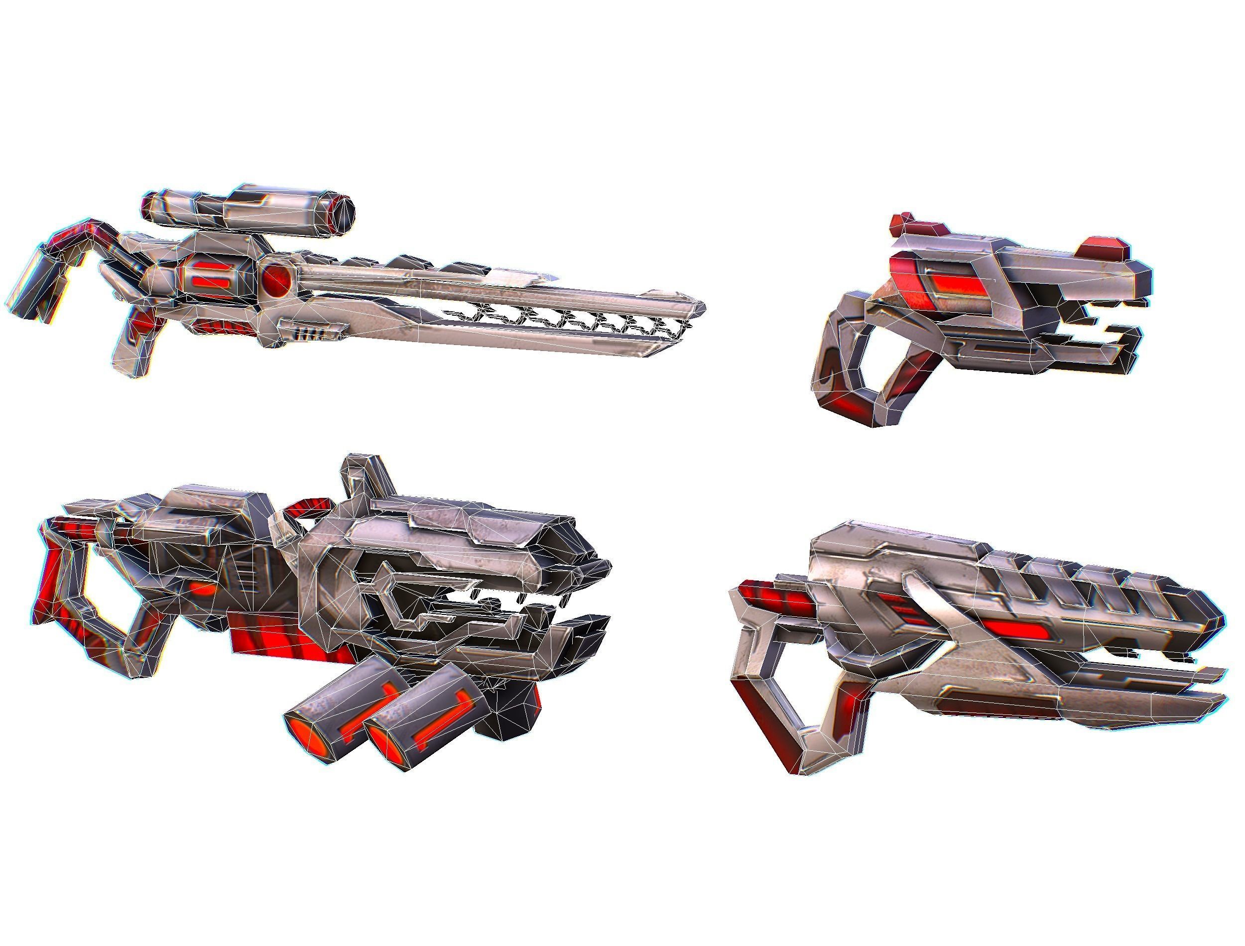 Weapons Set 4 Gun Pistol Assault rifle Sniper rifle machine gun 3D Model Collection_30