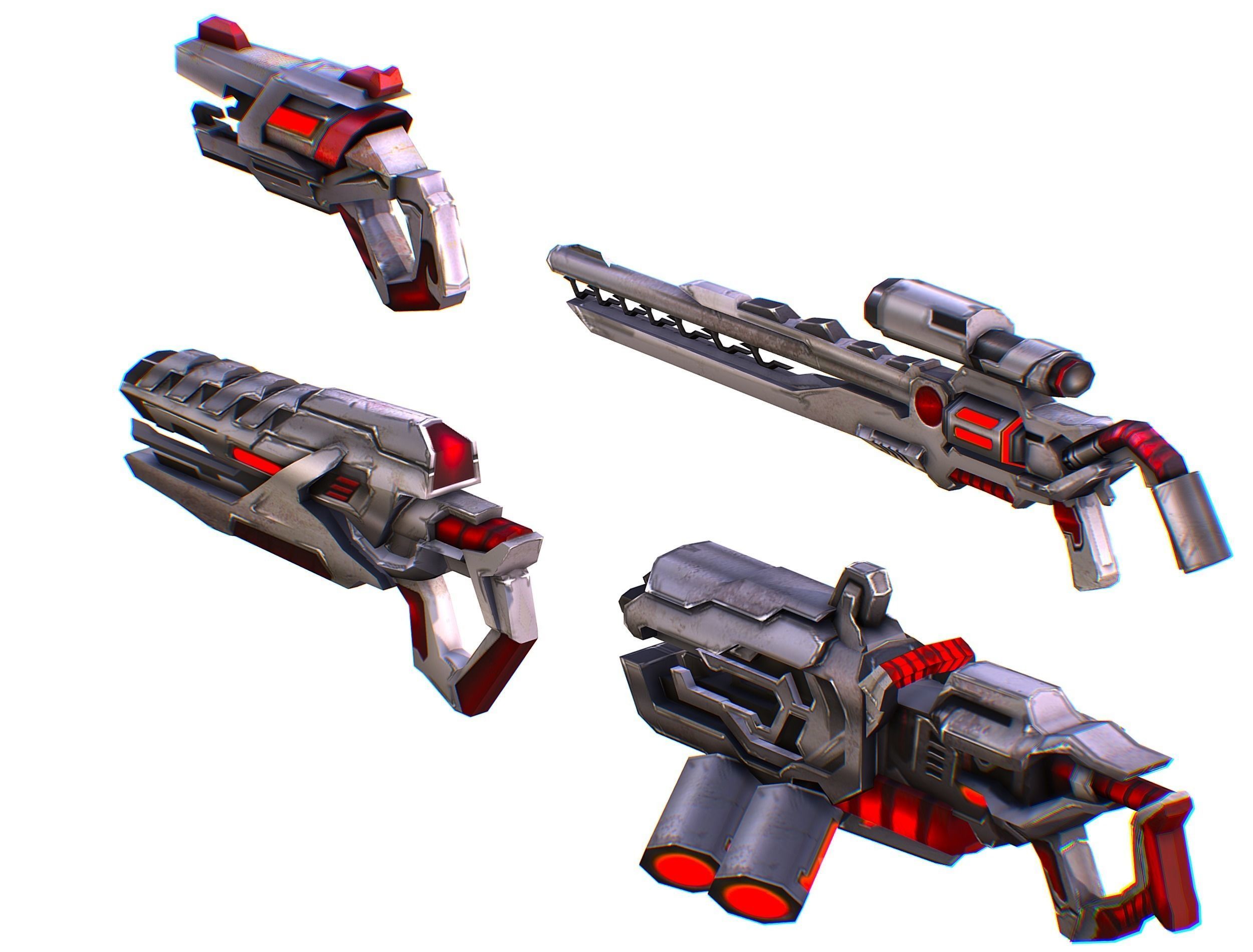 Weapons Set 4 Gun Pistol Assault rifle Sniper rifle machine gun 3D Model Collection_25