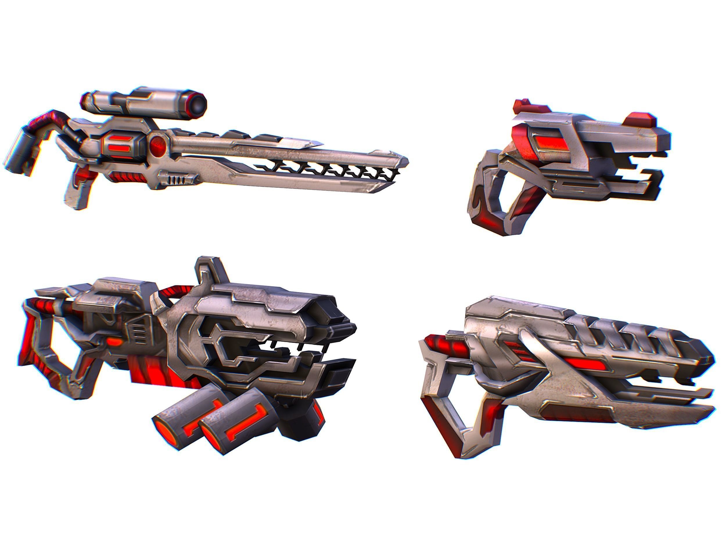 Weapons Set 4 Gun Pistol Assault rifle Sniper rifle machine gun 3D Model Collection_24