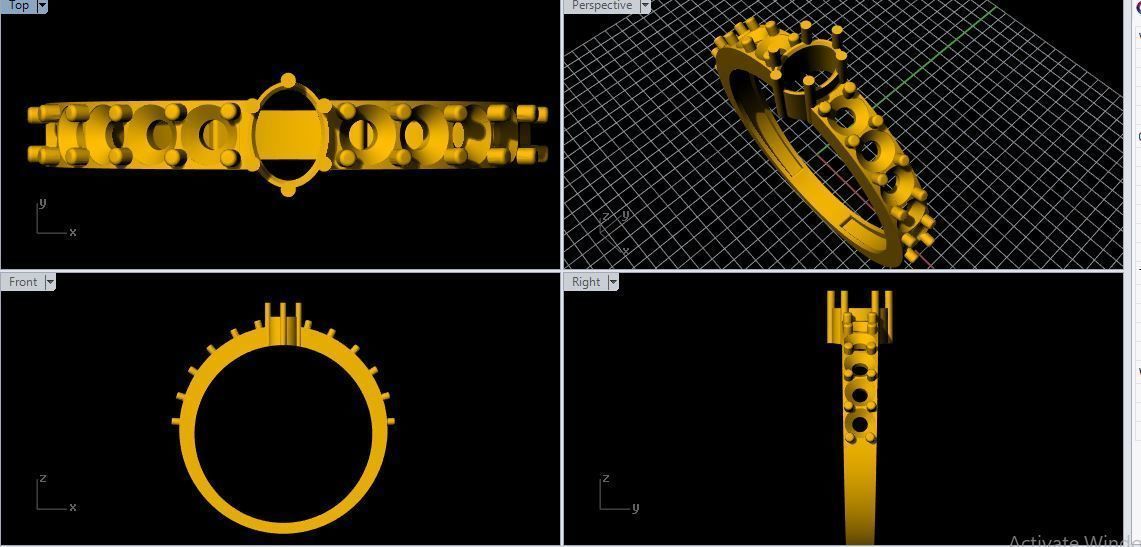 ladies stone ring 3dm file 3D print model_1