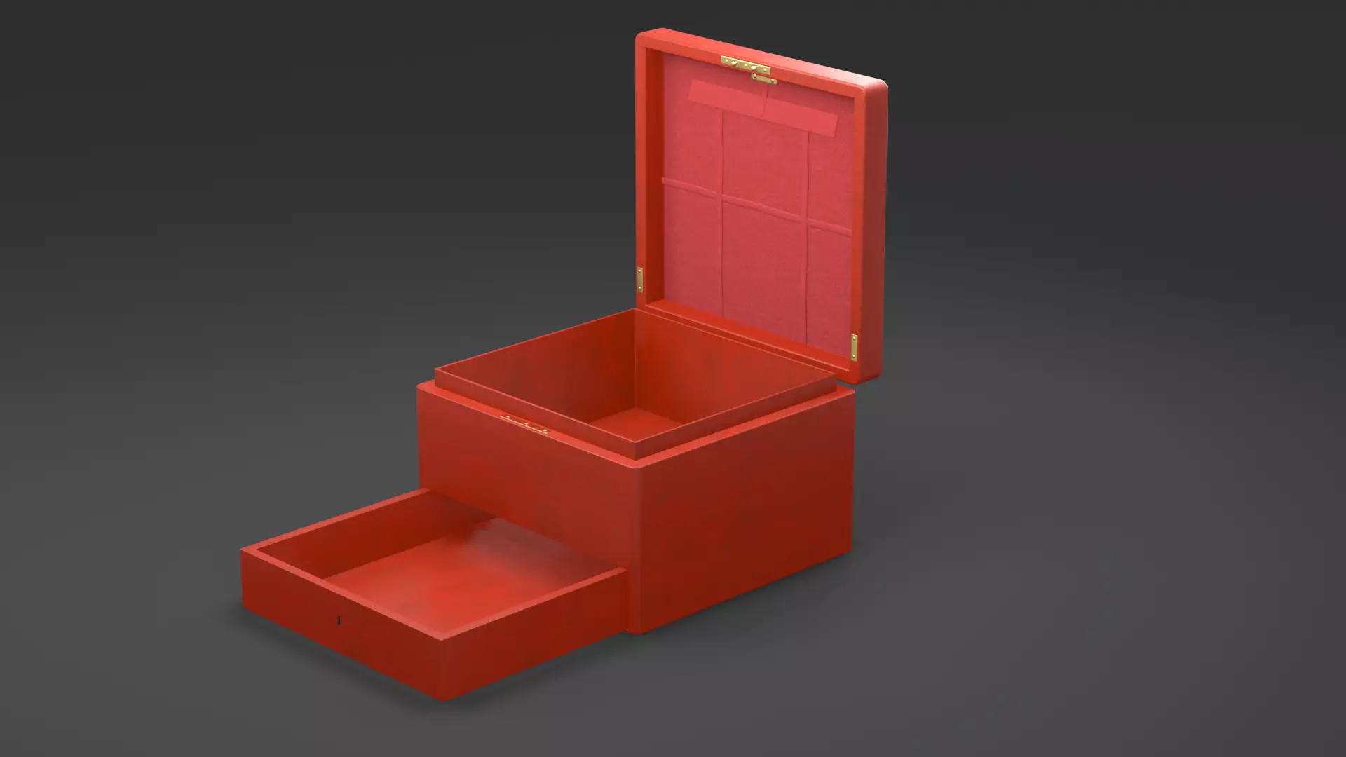 Queen Red Wooden Box 3D model_0