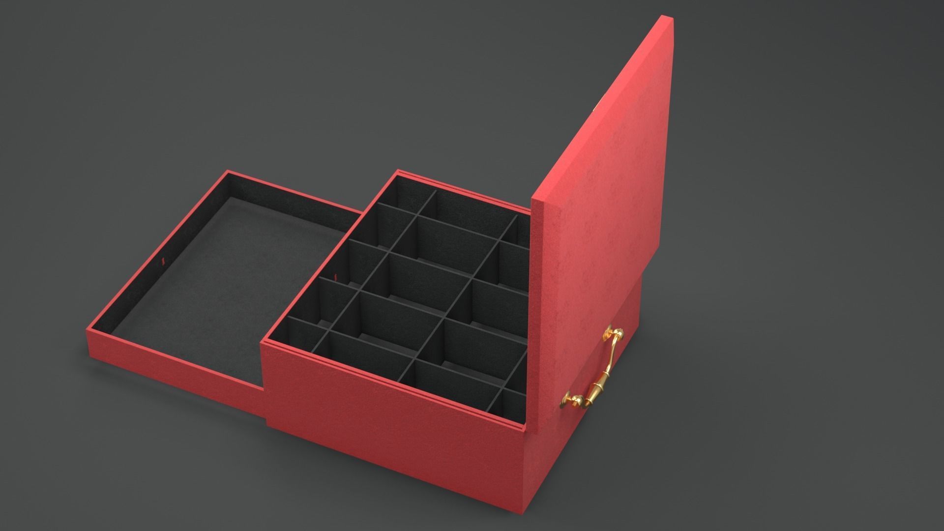 Queen Red Wooden Box 3D model_9