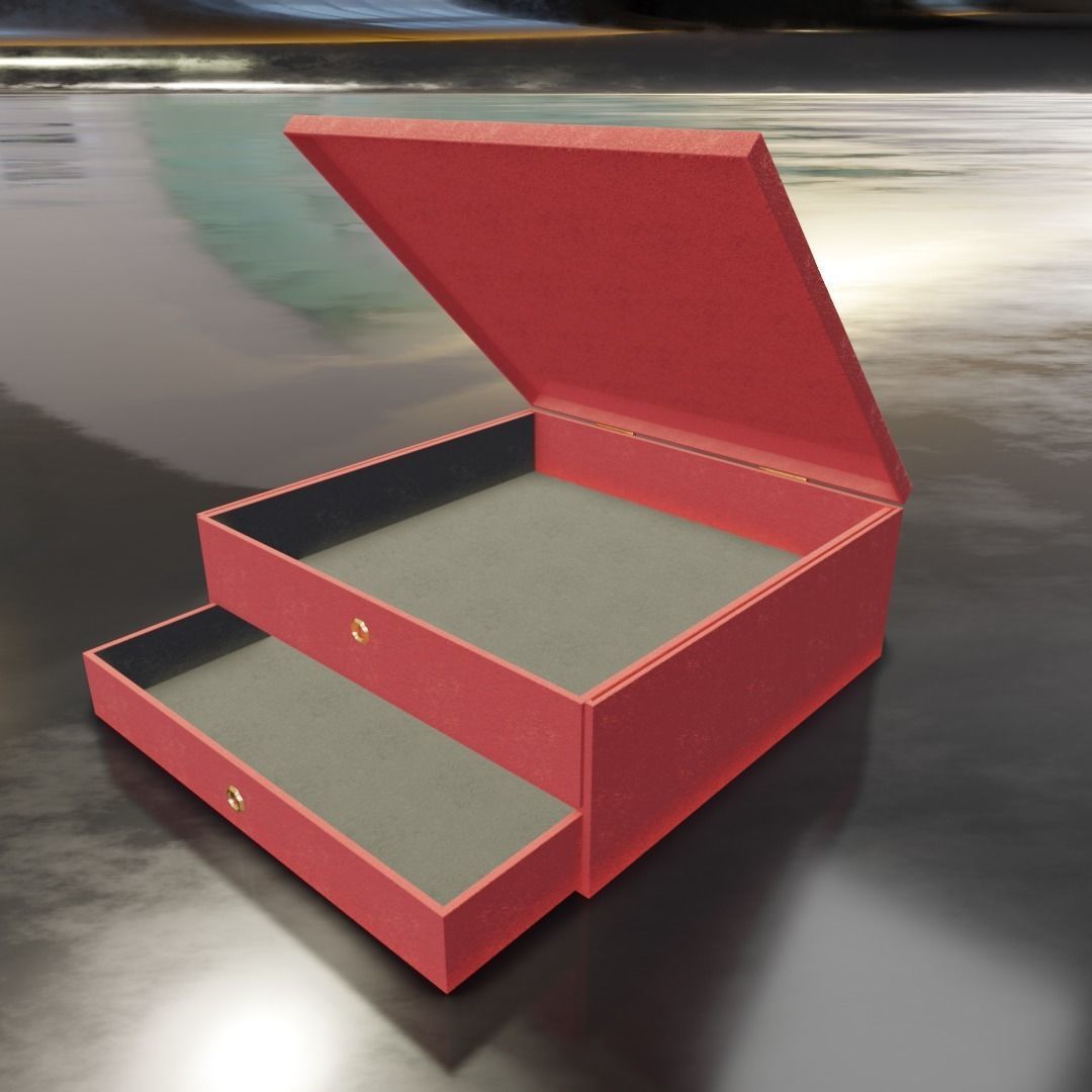 Queen Red Wooden Box 3D model_2