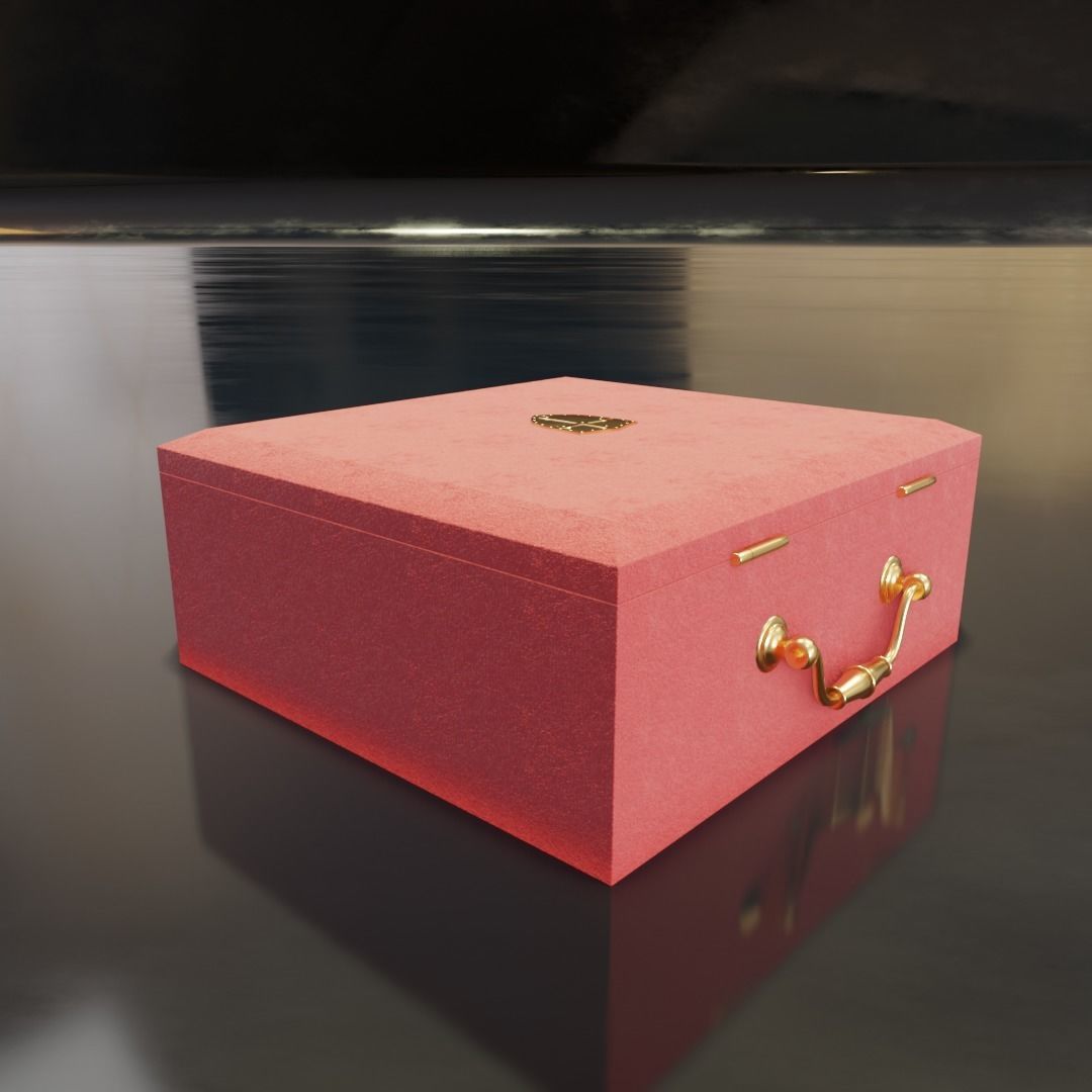 Queen Red Wooden Box 3D model_3