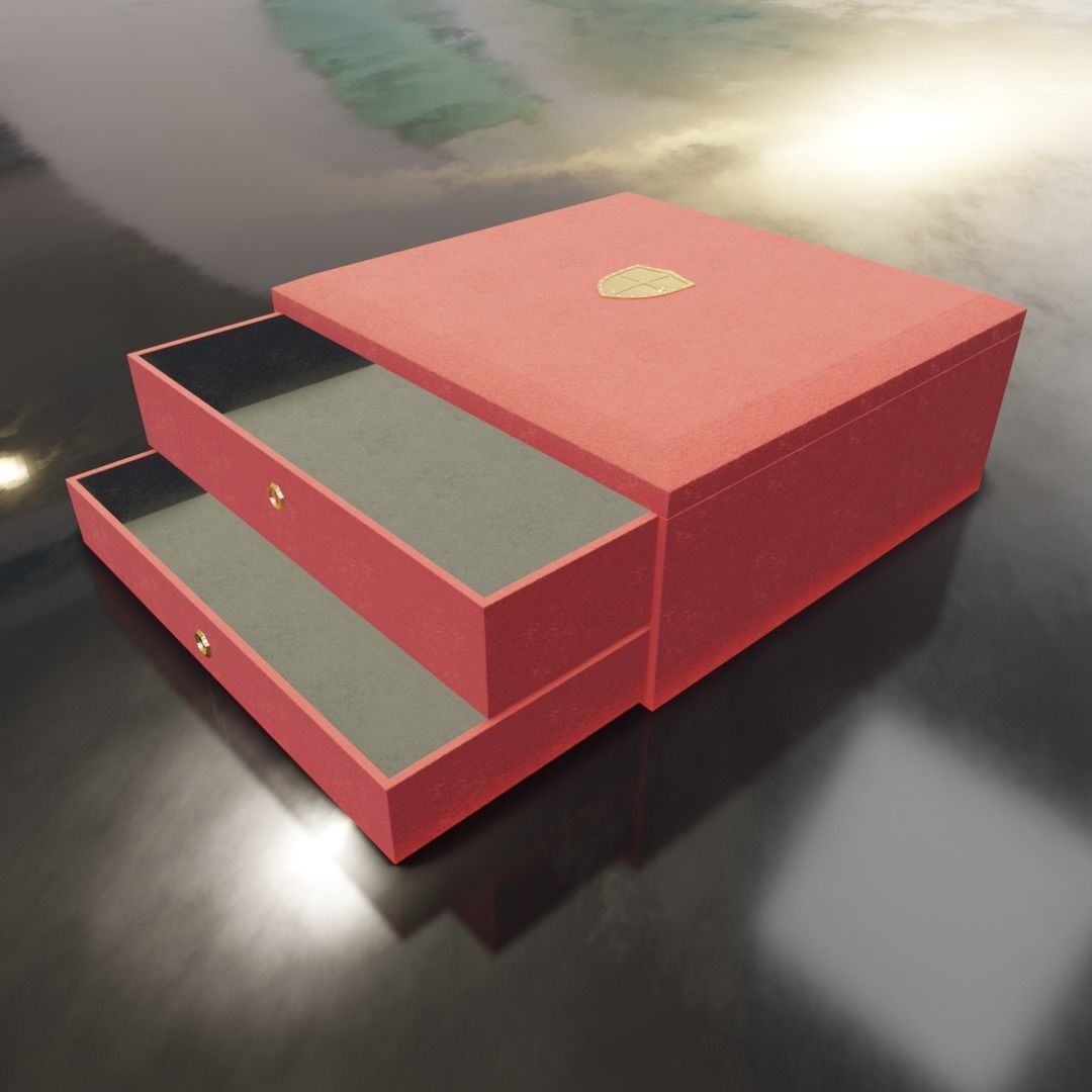 Queen Red Wooden Box 3D model_5