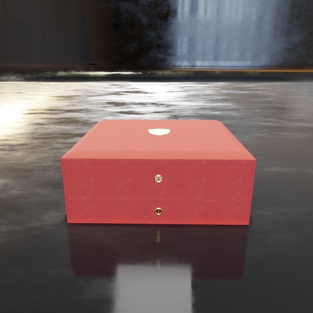 Queen Red Wooden Box 3D model_4