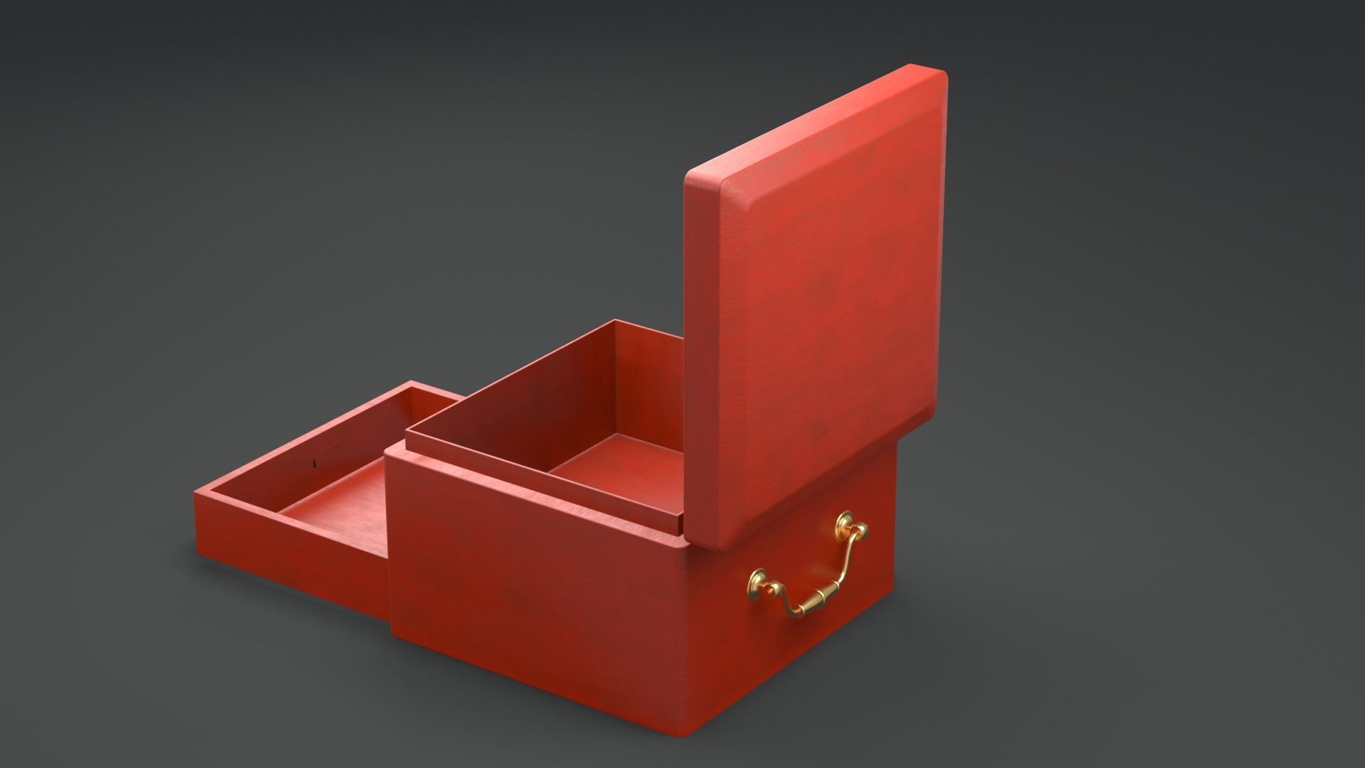 Queen Red Wooden Box 3D model_7