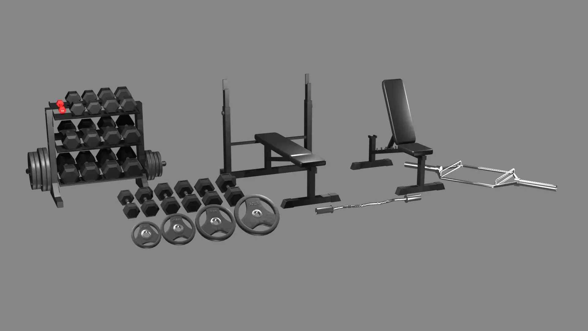 Gym Equipment Collection VOL1 Low-poly 3D model