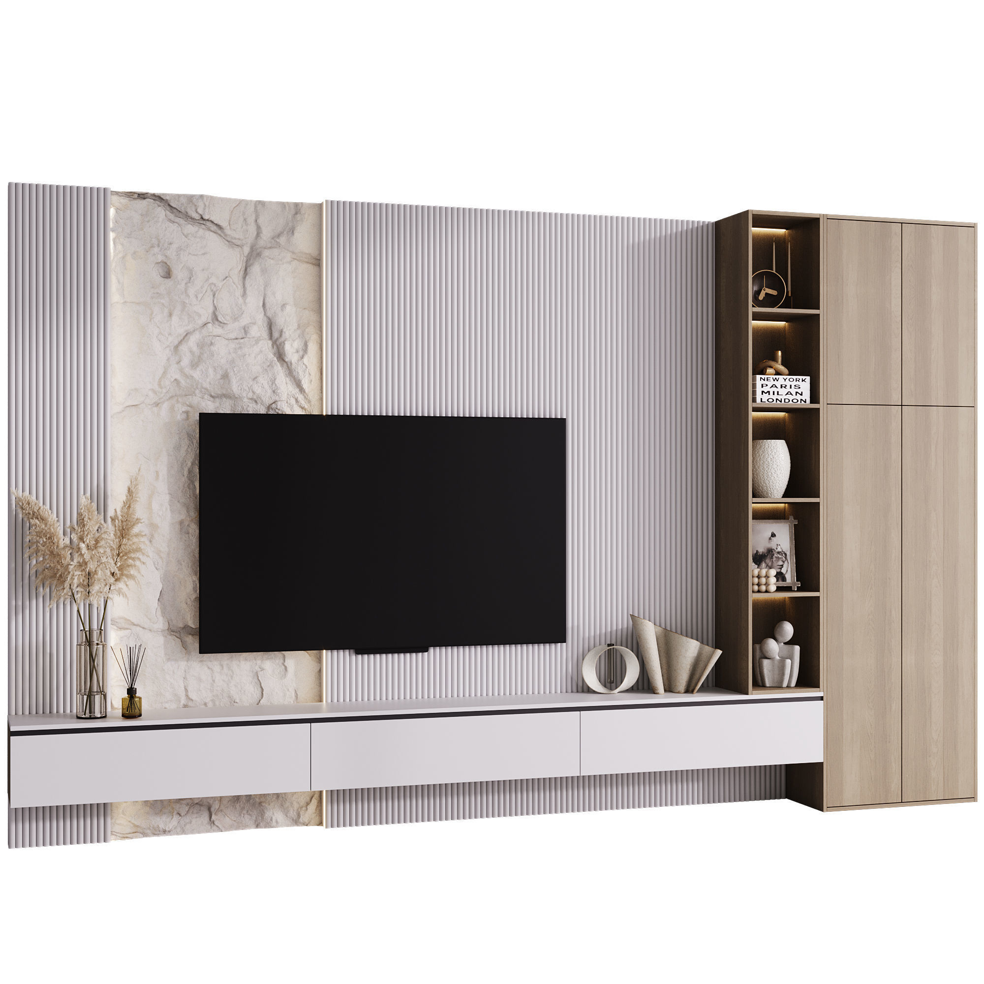 TV wall 8 3D model_2