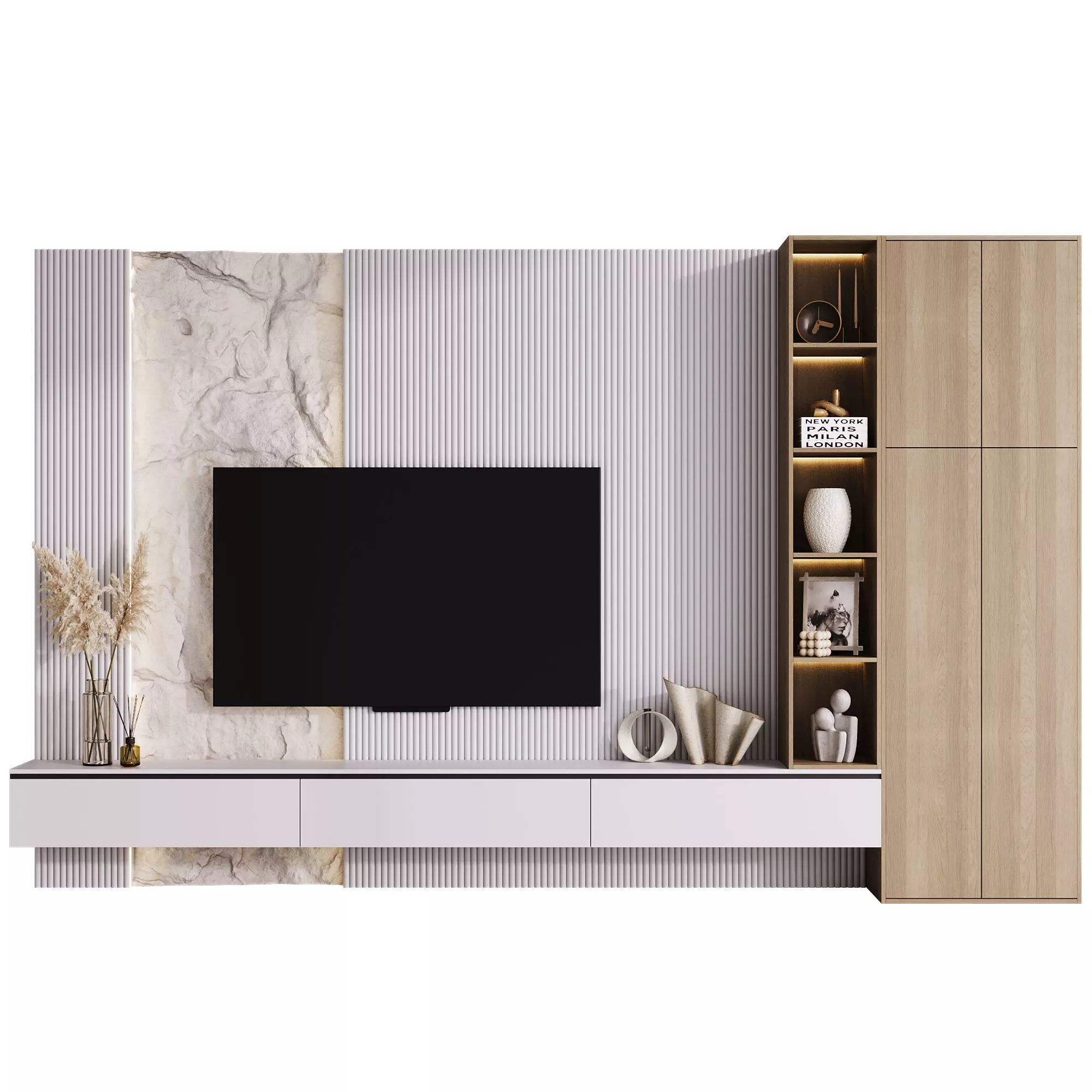 TV wall 8 3D model_0