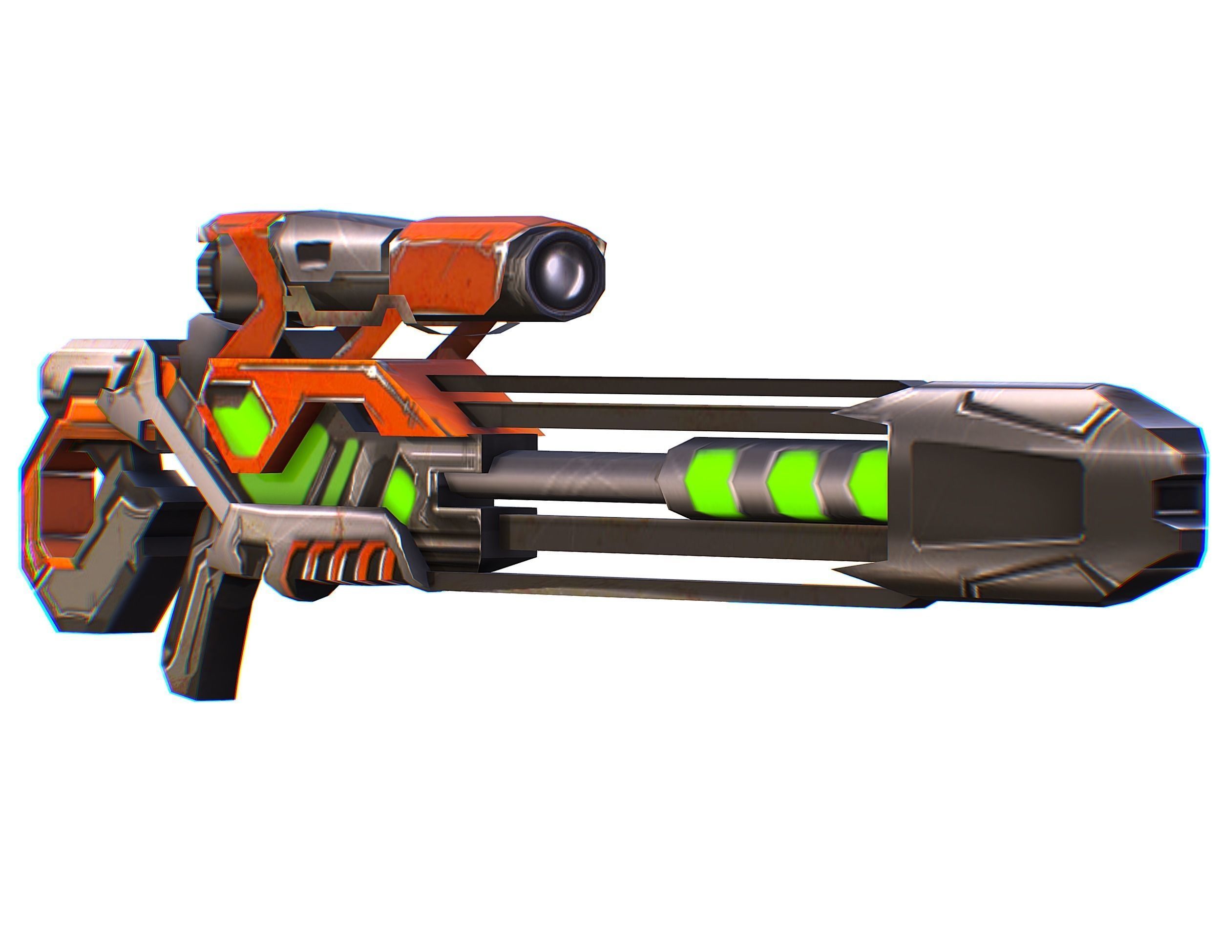 Sniper rifle of the future weapon barrel blaster laser arms Low-poly 3D model_36