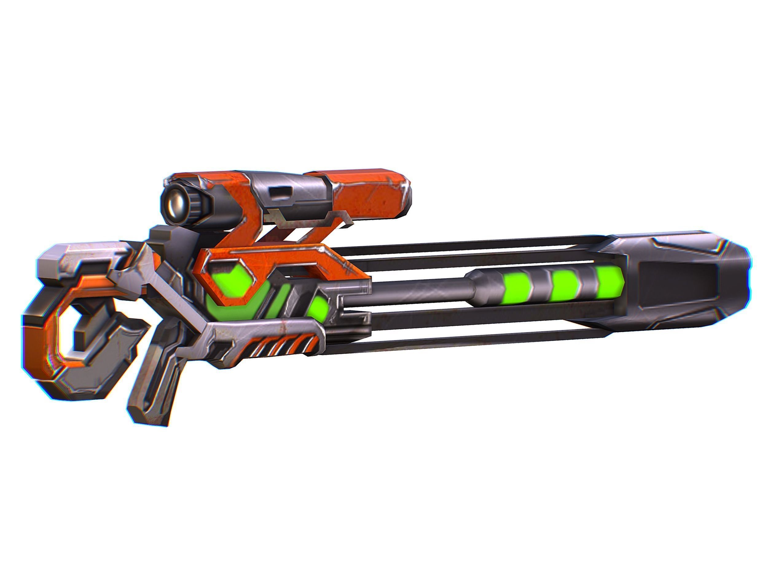 Sniper rifle of the future weapon barrel blaster laser arms Low-poly 3D model_6