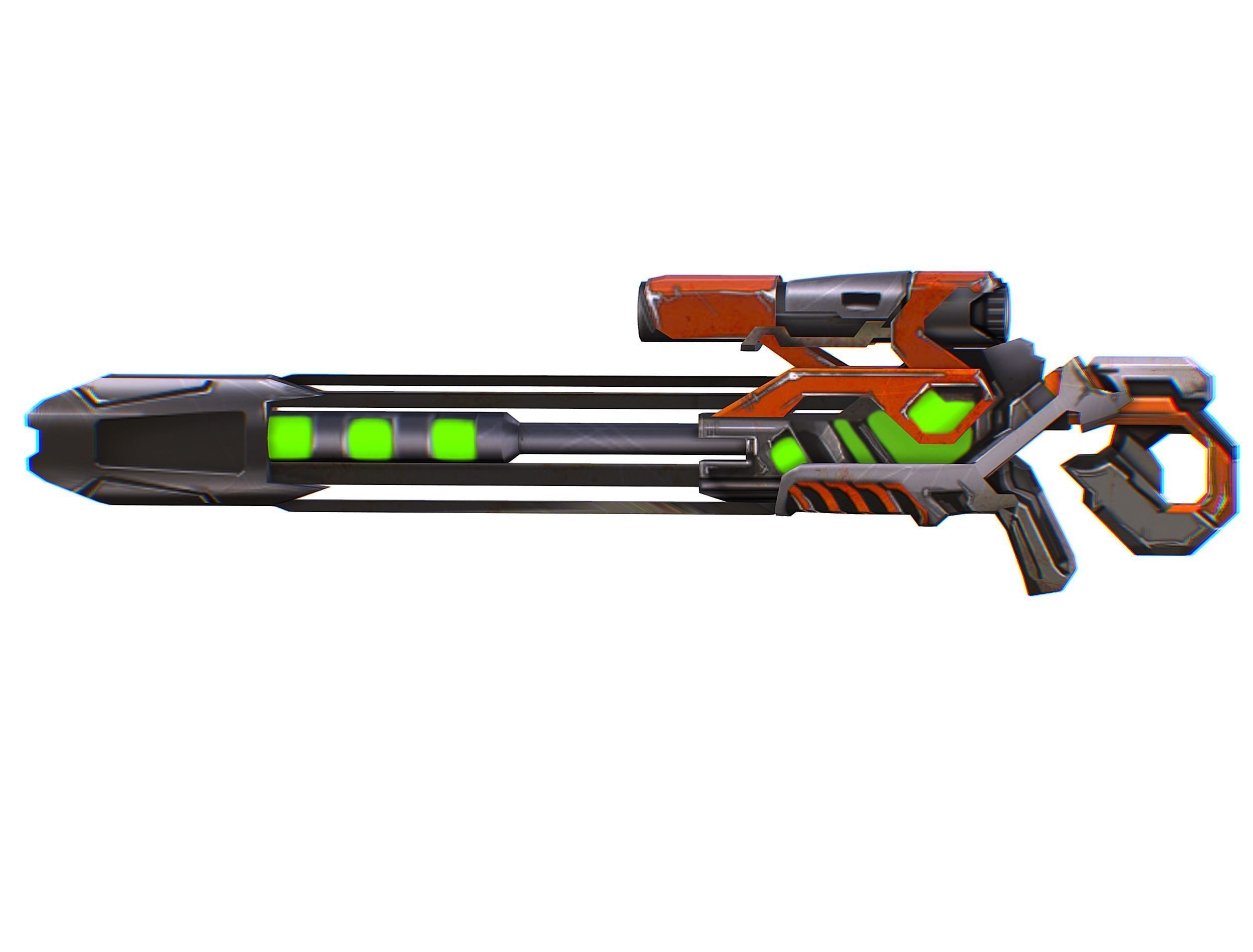 Sniper rifle of the future weapon barrel blaster laser arms Low-poly 3D model_44