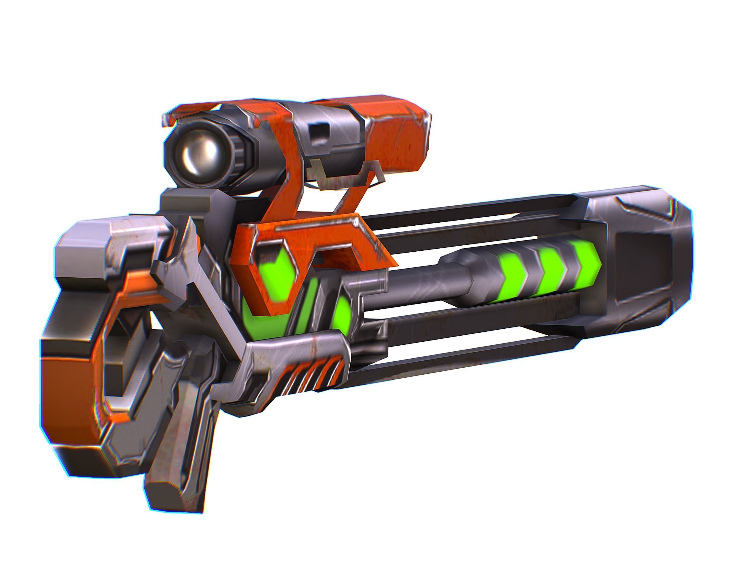 Sniper rifle of the future weapon barrel blaster laser arms Low-poly 3D model_9