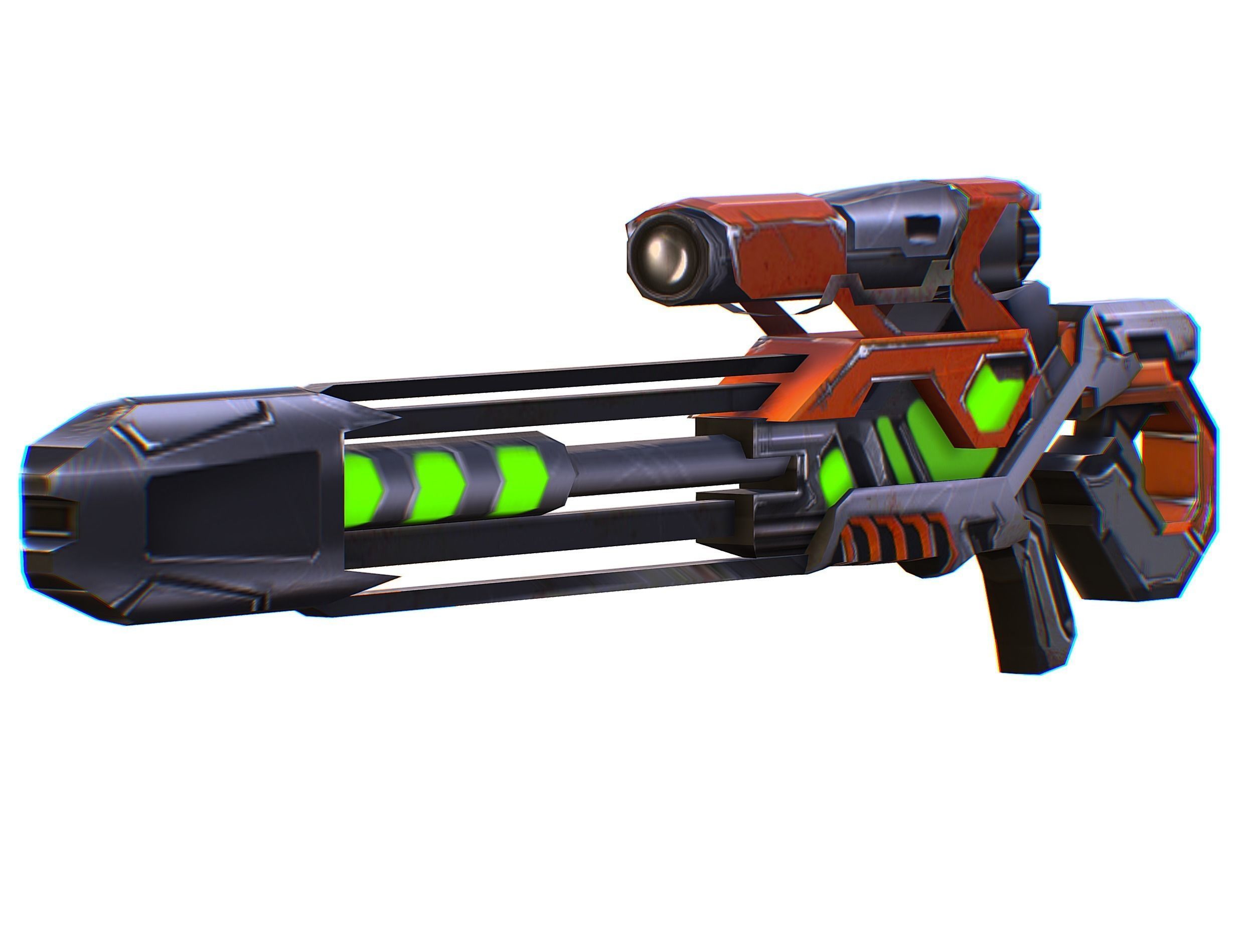 Sniper rifle of the future weapon barrel blaster laser arms Low-poly 3D model_26