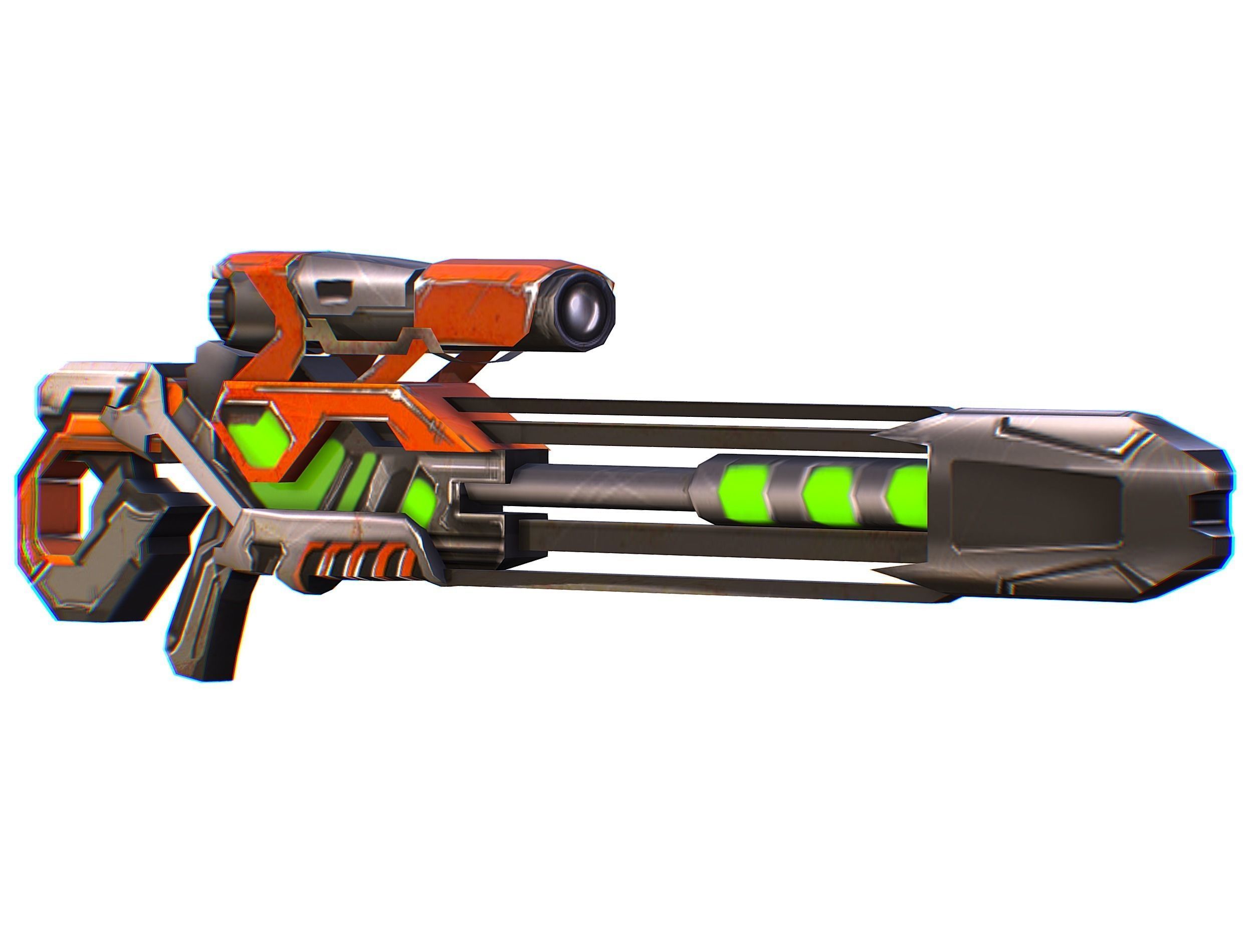 Sniper rifle of the future weapon barrel blaster laser arms Low-poly 3D model_37