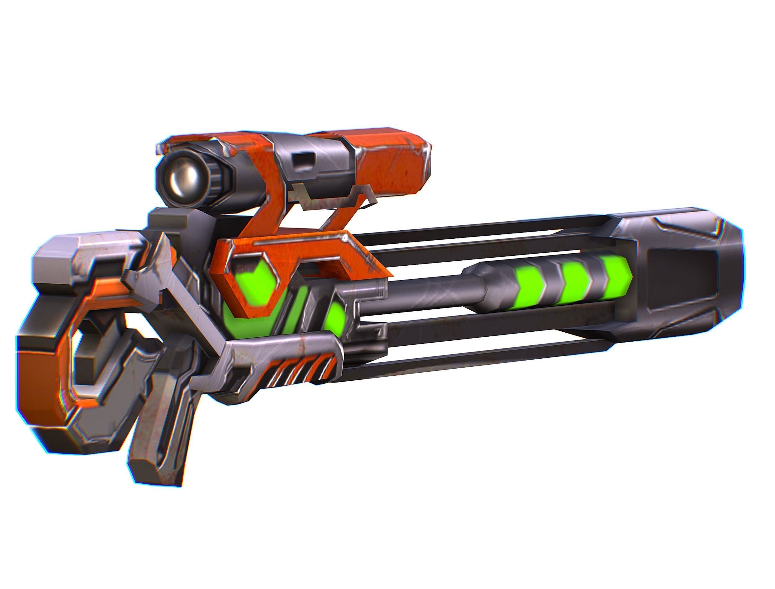 Sniper rifle of the future weapon barrel blaster laser arms Low-poly 3D model_8