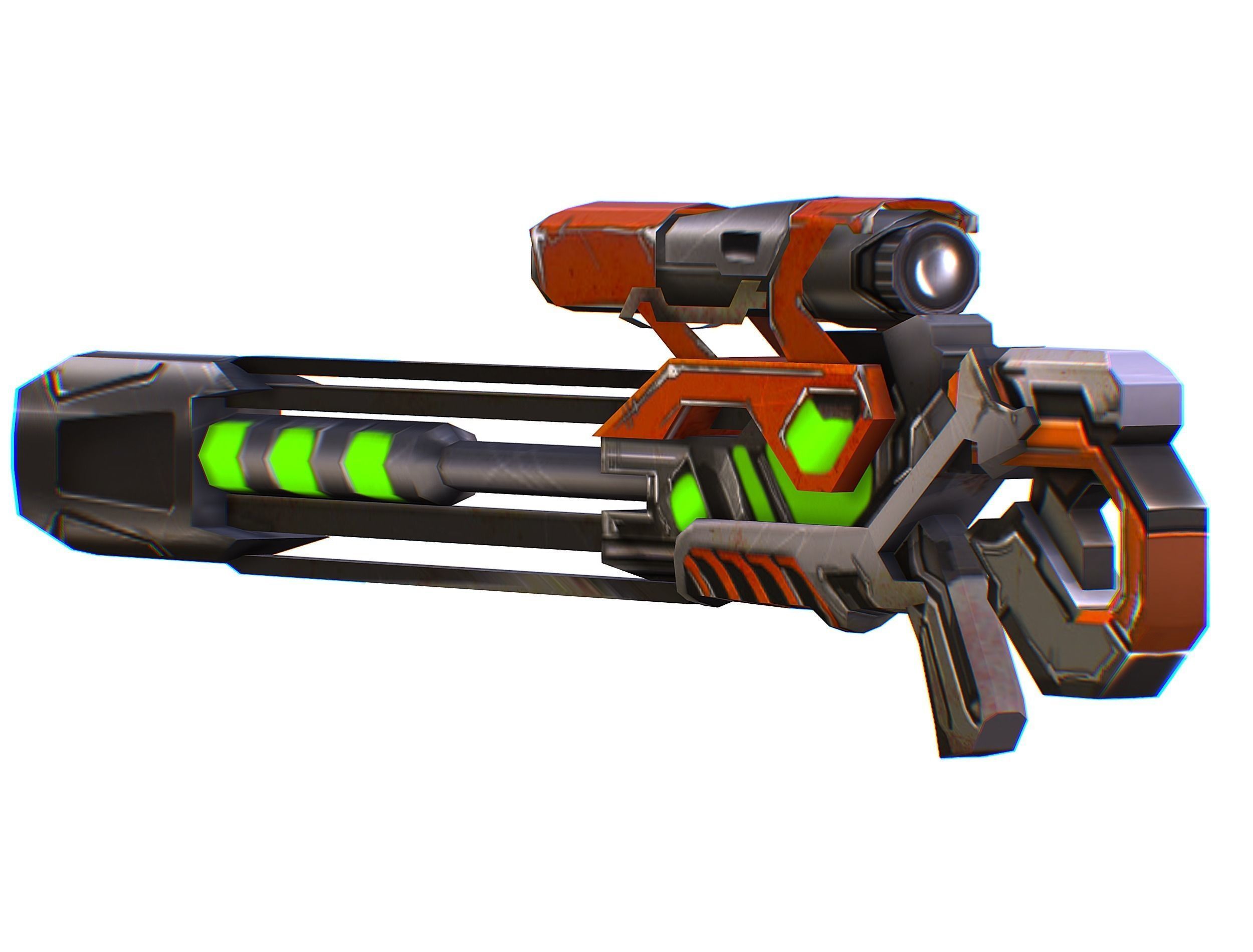 Sniper rifle of the future weapon barrel blaster laser arms Low-poly 3D model_18