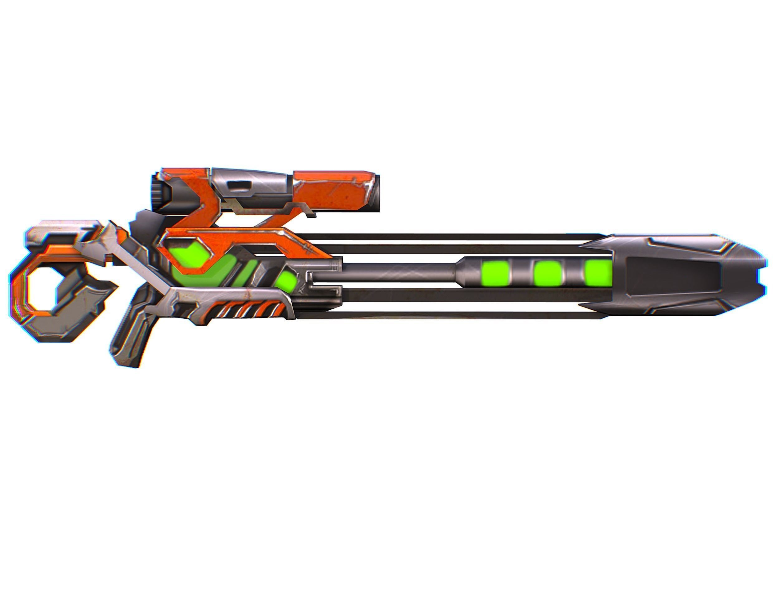 Sniper rifle of the future weapon barrel blaster laser arms Low-poly 3D model_42