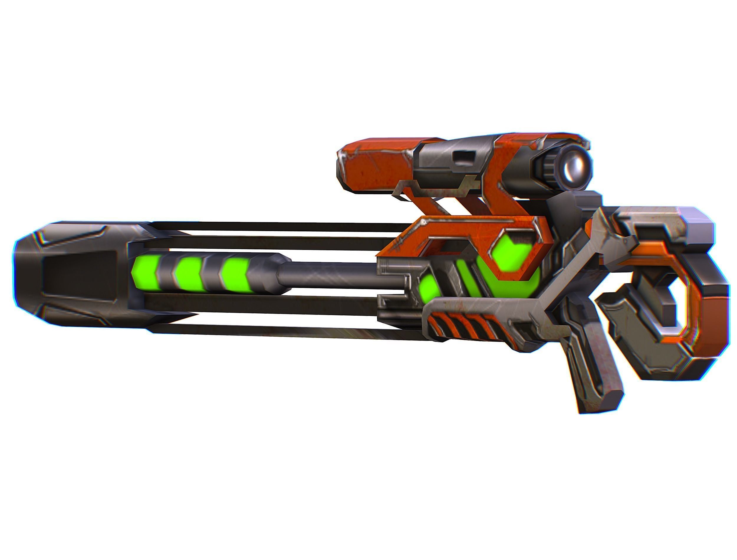 Sniper rifle of the future weapon barrel blaster laser arms Low-poly 3D model_19