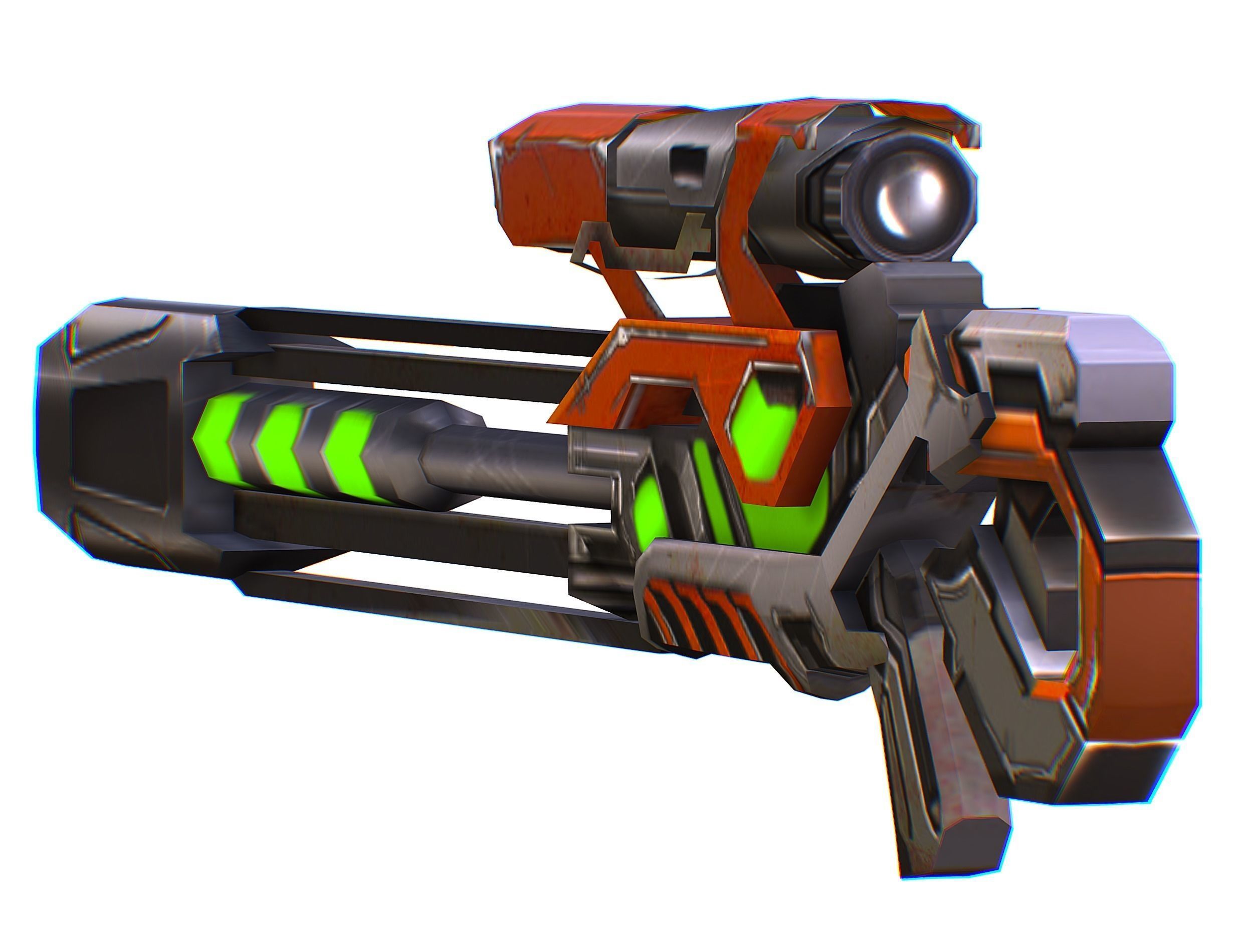 Sniper rifle of the future weapon barrel blaster laser arms Low-poly 3D model_16