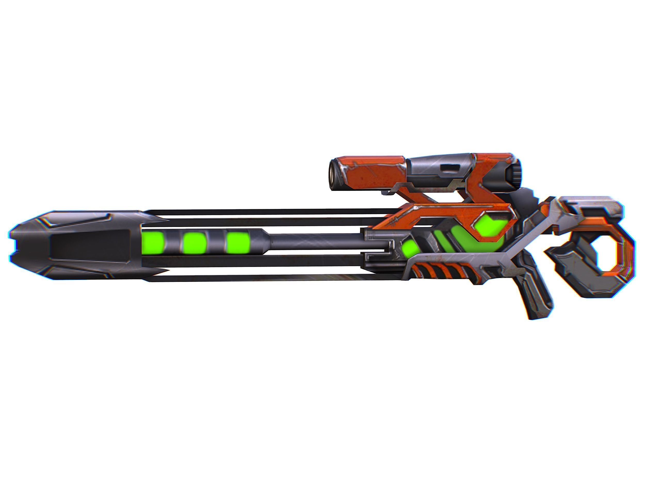 Sniper rifle of the future weapon barrel blaster laser arms Low-poly 3D model_23