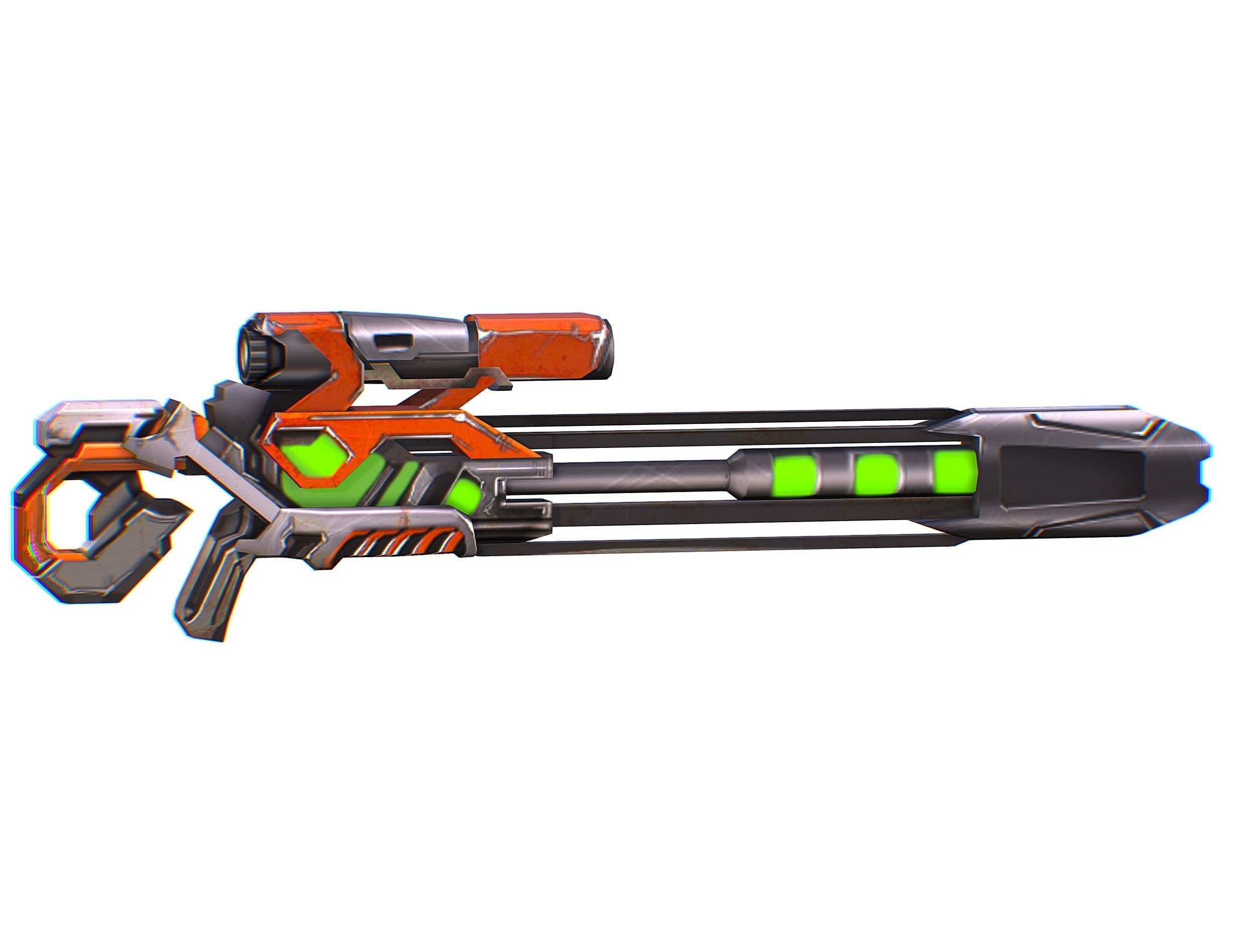 Sniper rifle of the future weapon barrel blaster laser arms Low-poly 3D model_3