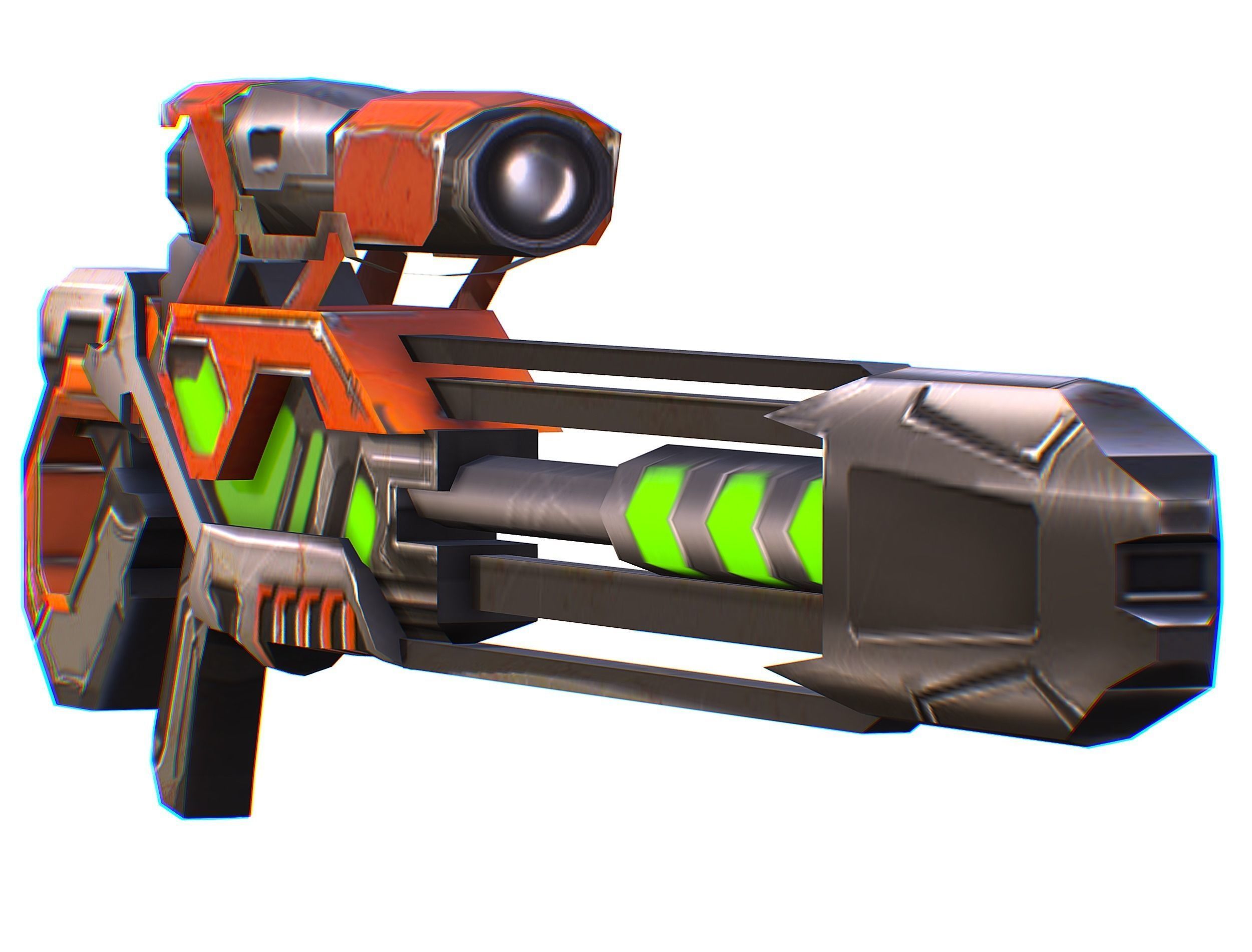 Sniper rifle of the future weapon barrel blaster laser arms Low-poly 3D model_34