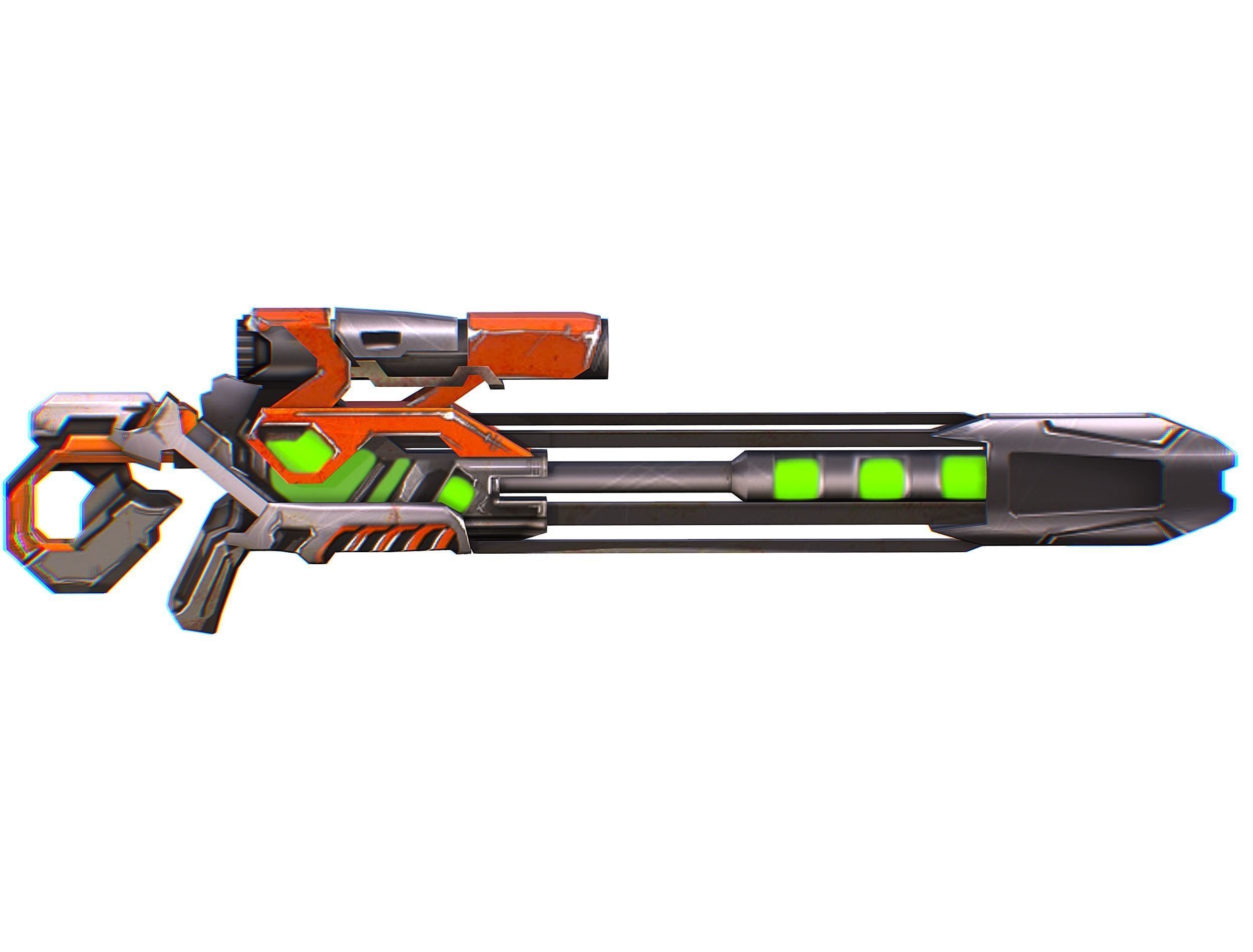 Sniper rifle of the future weapon barrel blaster laser arms Low-poly 3D model_2