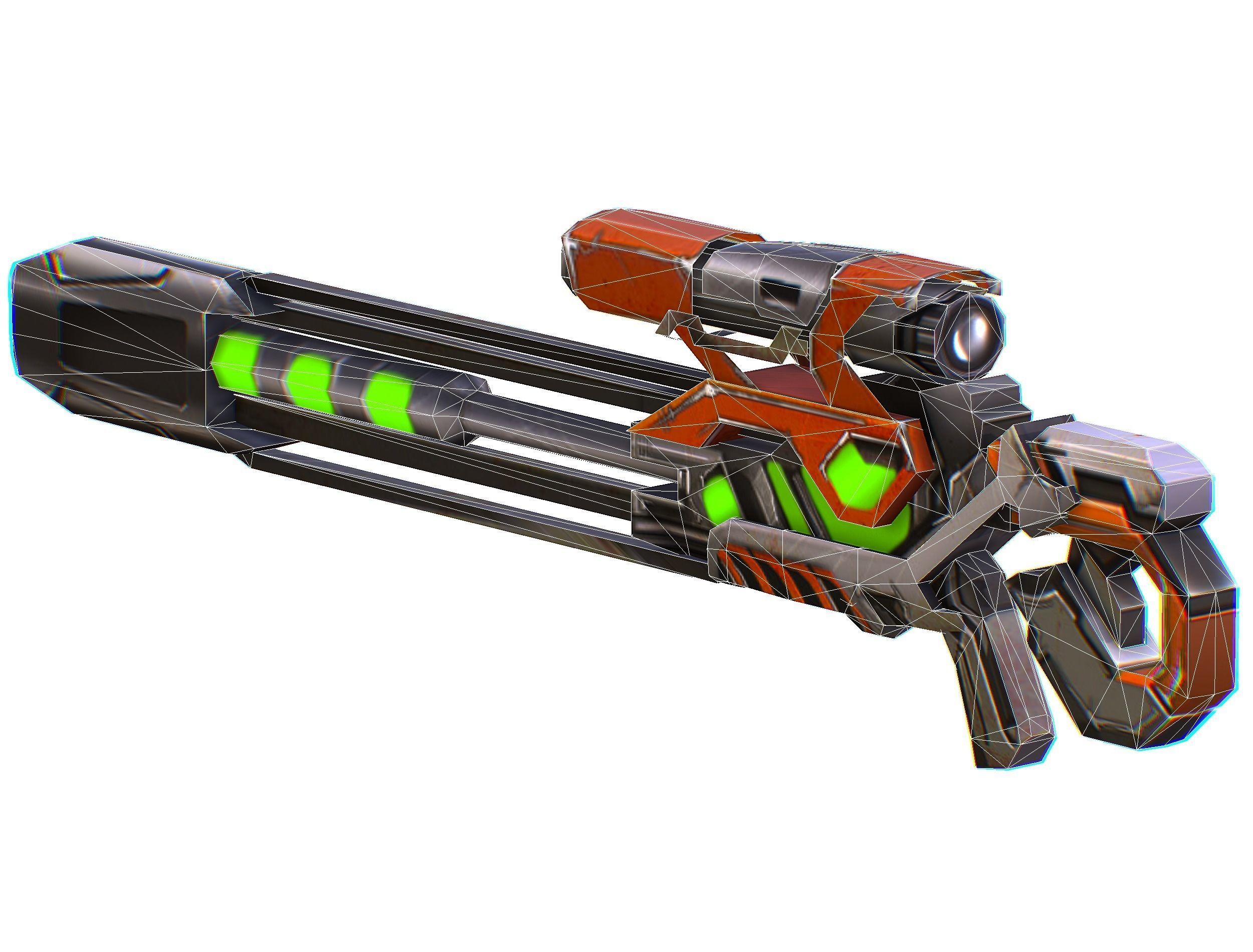 Sniper rifle of the future weapon barrel blaster laser arms Low-poly 3D model_48