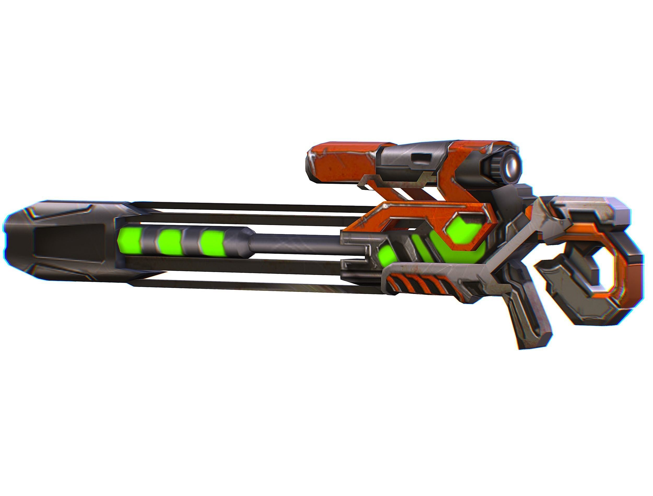 Sniper rifle of the future weapon barrel blaster laser arms Low-poly 3D model_20