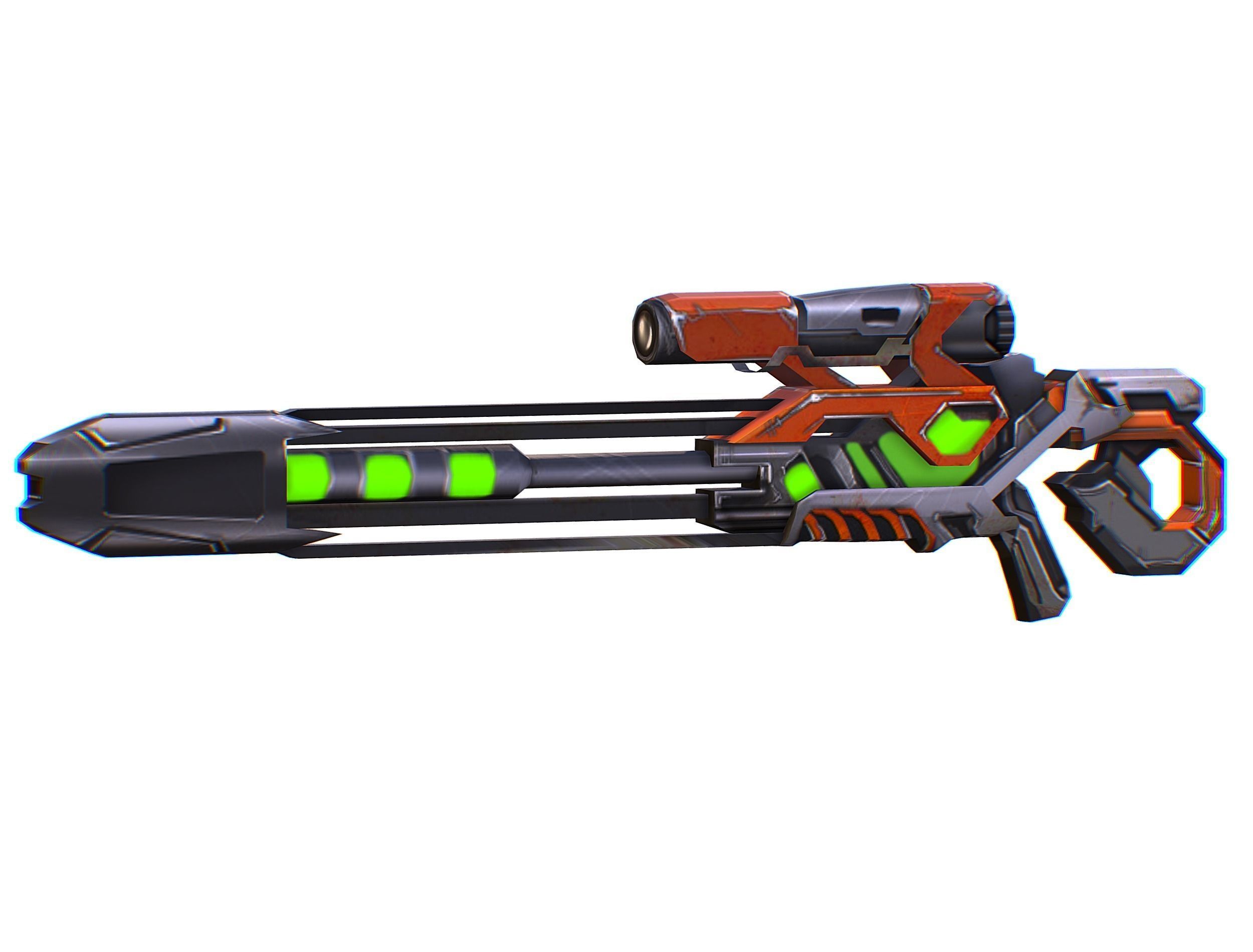 Sniper rifle of the future weapon barrel blaster laser arms Low-poly 3D model_24