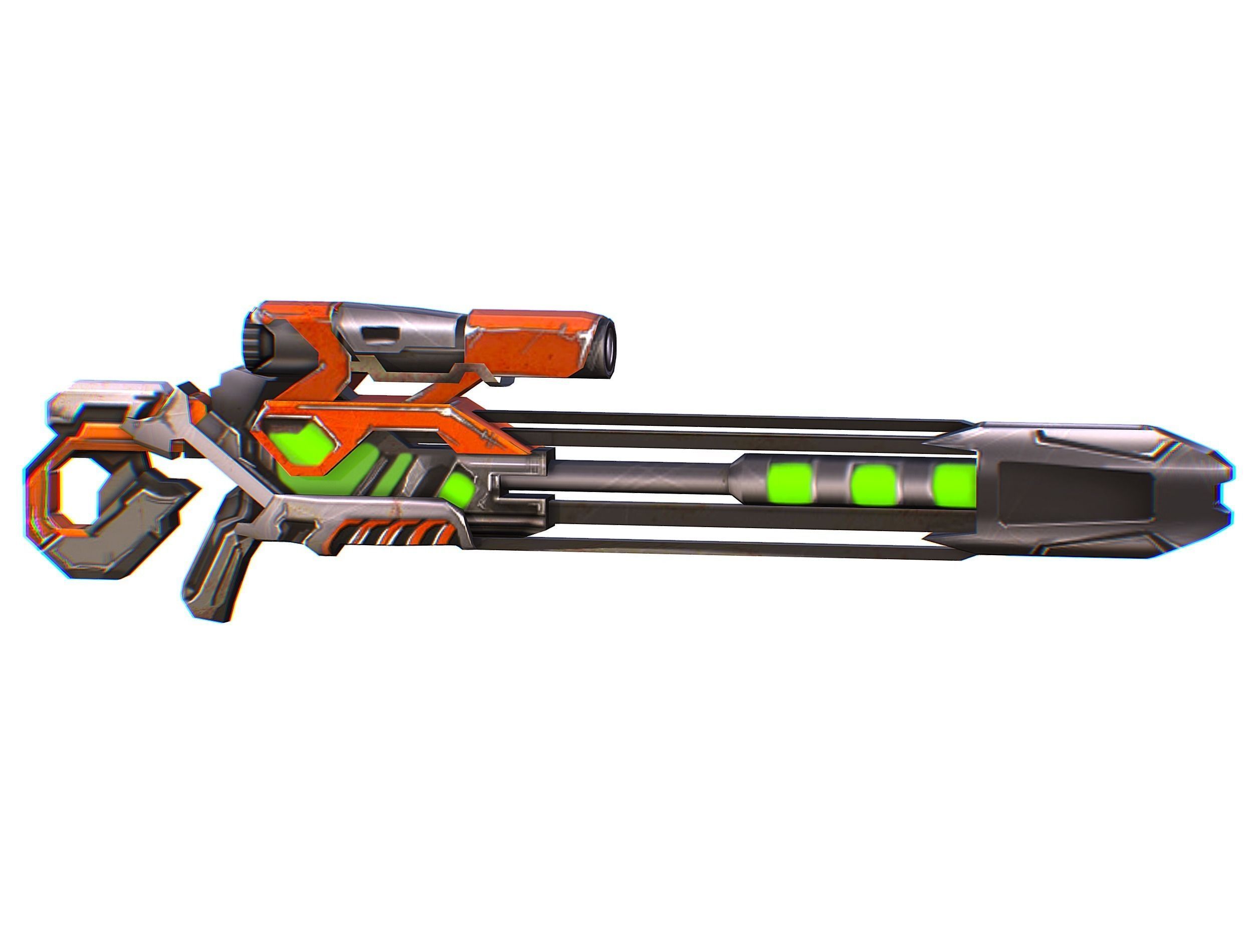 Sniper rifle of the future weapon barrel blaster laser arms Low-poly 3D model_1