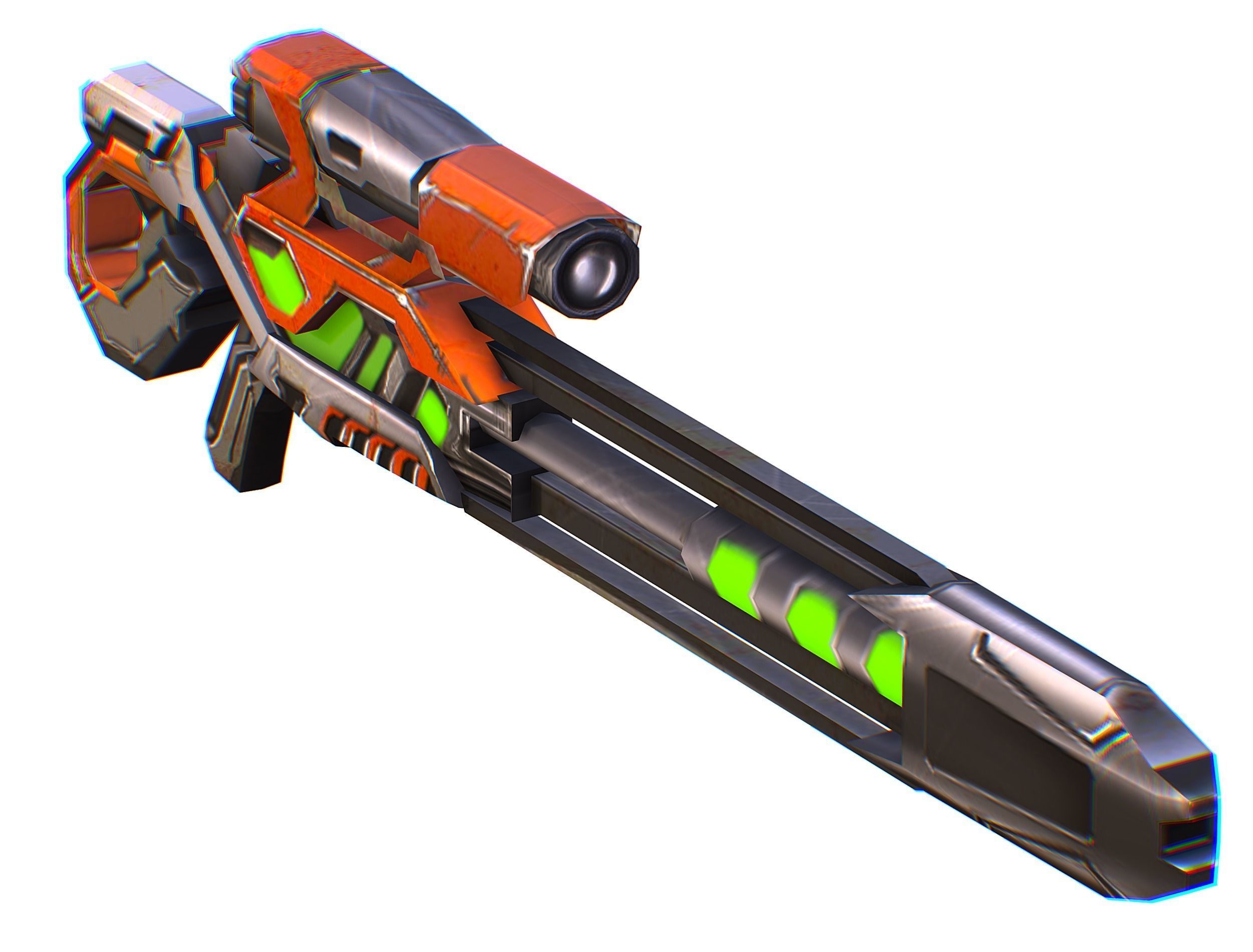 Sniper rifle of the future weapon barrel blaster laser arms Low-poly 3D model_38