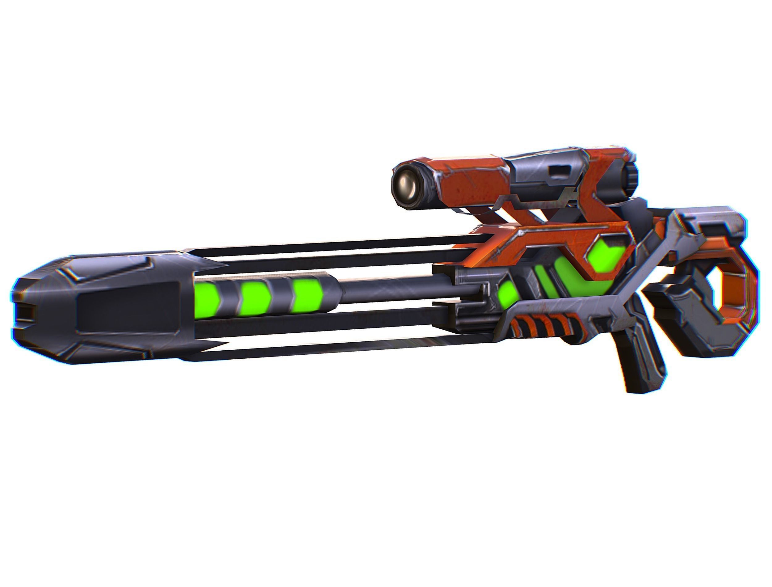 Sniper rifle of the future weapon barrel blaster laser arms Low-poly 3D model_25
