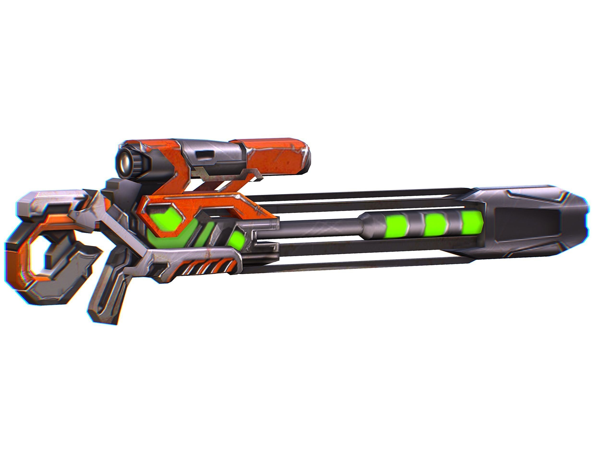 Sniper rifle of the future weapon barrel blaster laser arms Low-poly 3D model_5