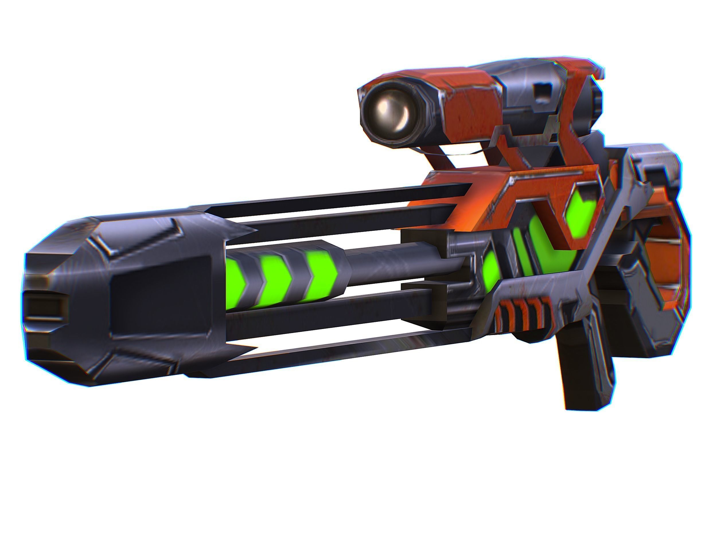 Sniper rifle of the future weapon barrel blaster laser arms Low-poly 3D model_27