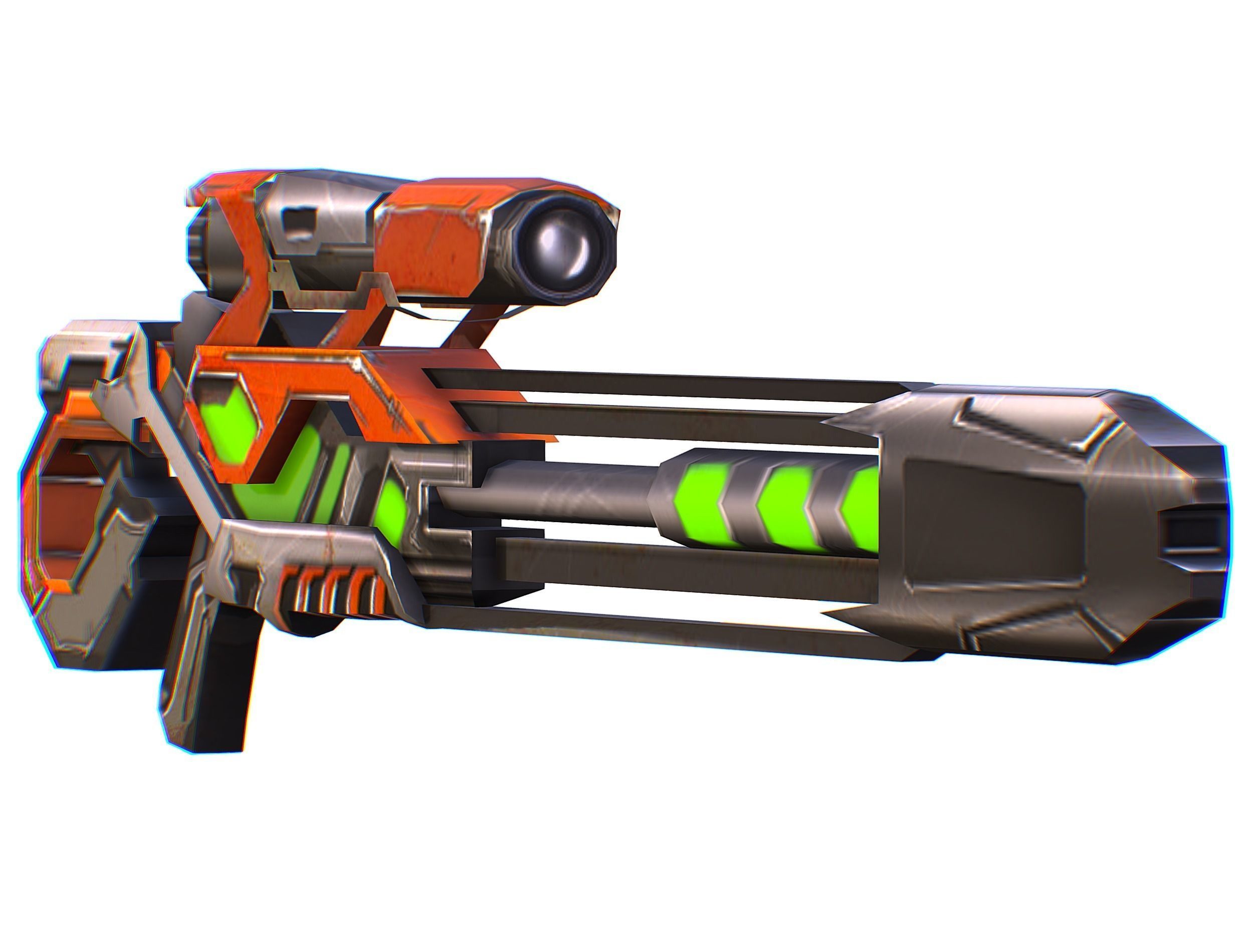 Sniper rifle of the future weapon barrel blaster laser arms Low-poly 3D model_35