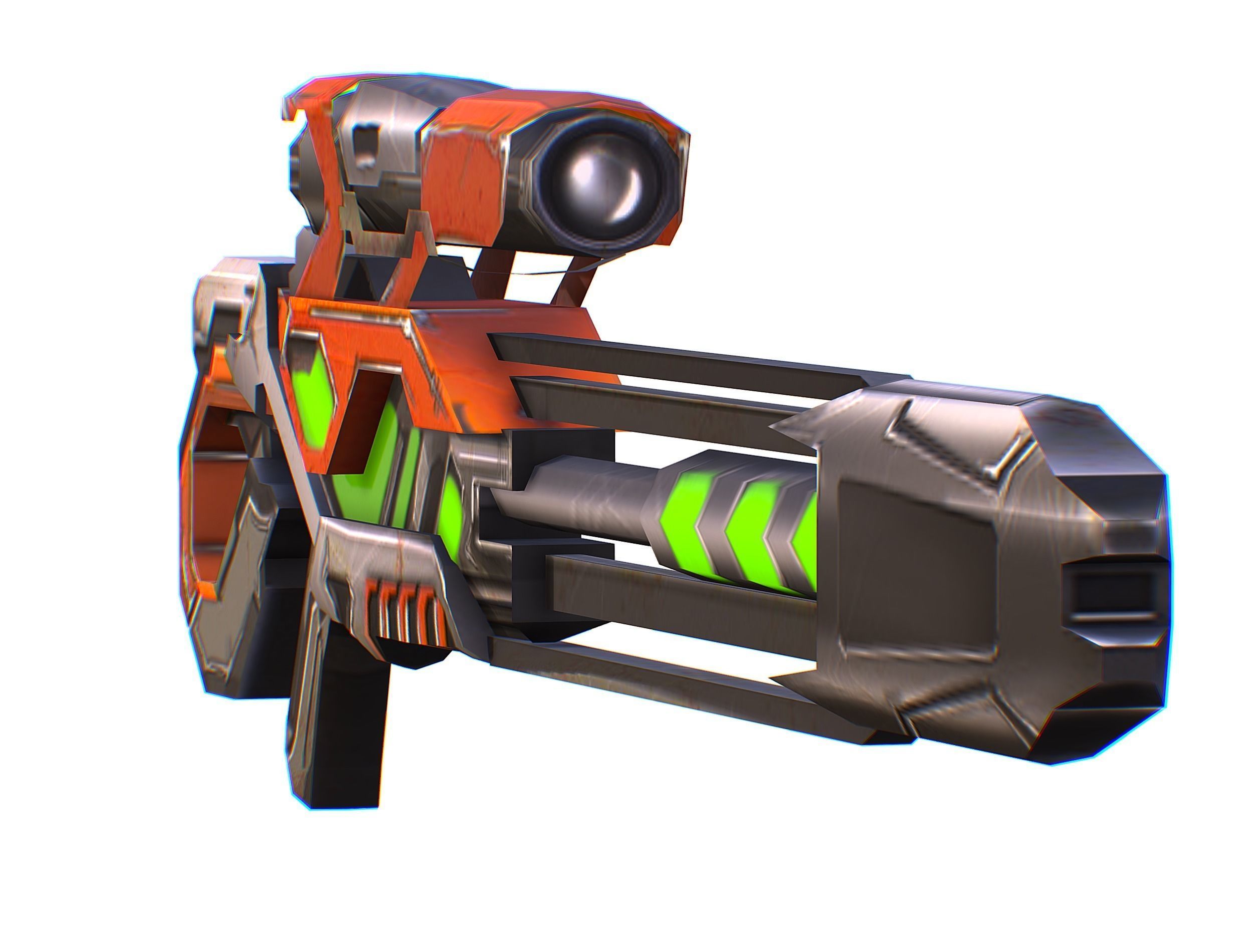 Sniper rifle of the future weapon barrel blaster laser arms Low-poly 3D model_33