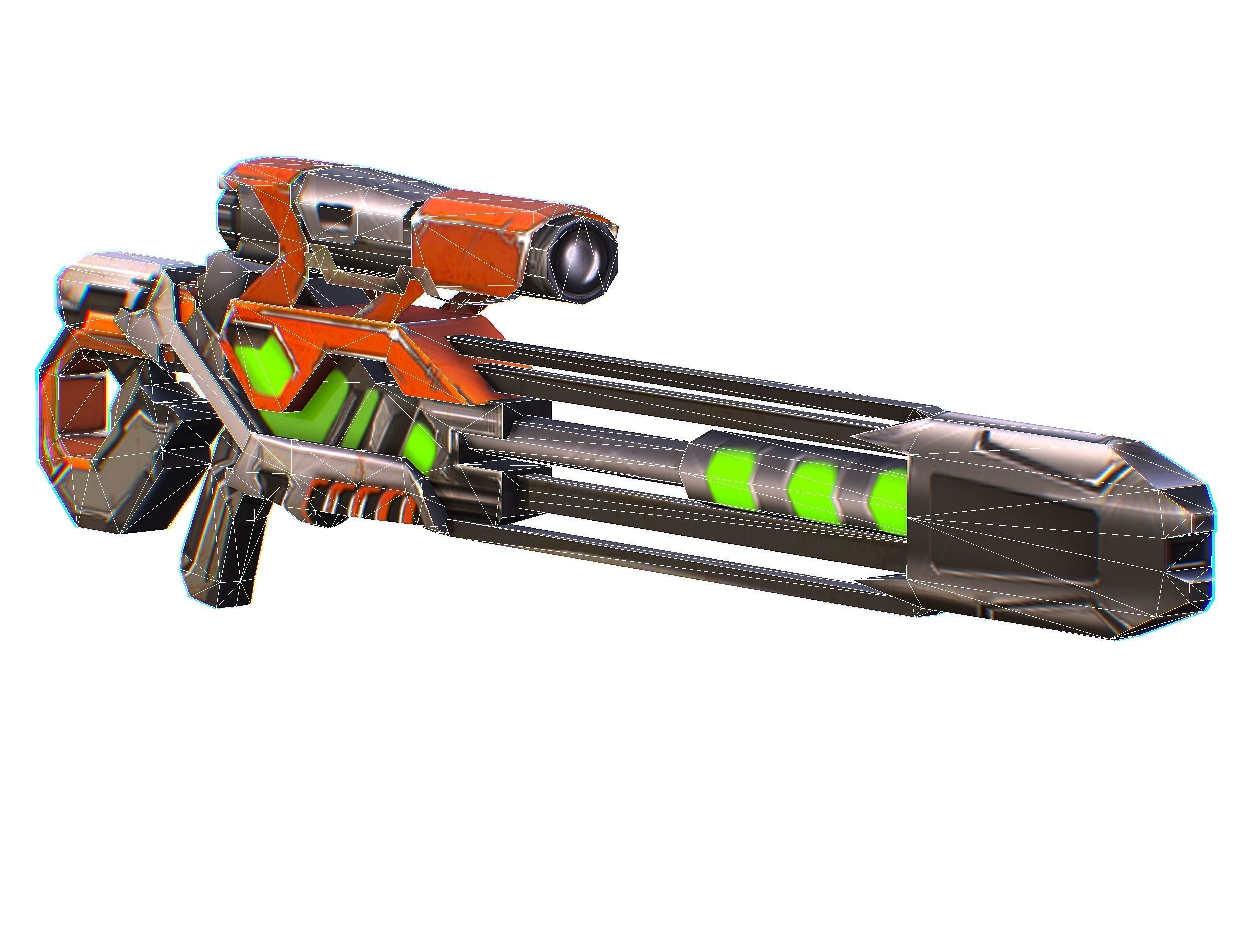 Sniper rifle of the future weapon barrel blaster laser arms Low-poly 3D model_46