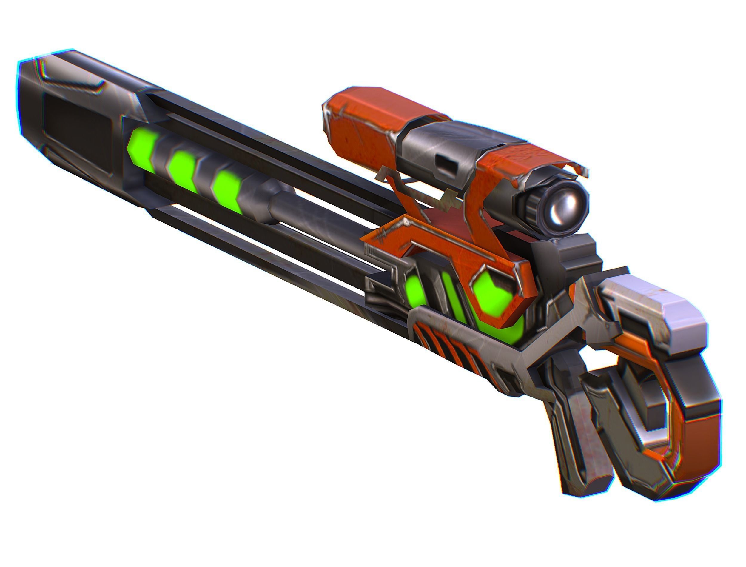 Sniper rifle of the future weapon barrel blaster laser arms Low-poly 3D model_40